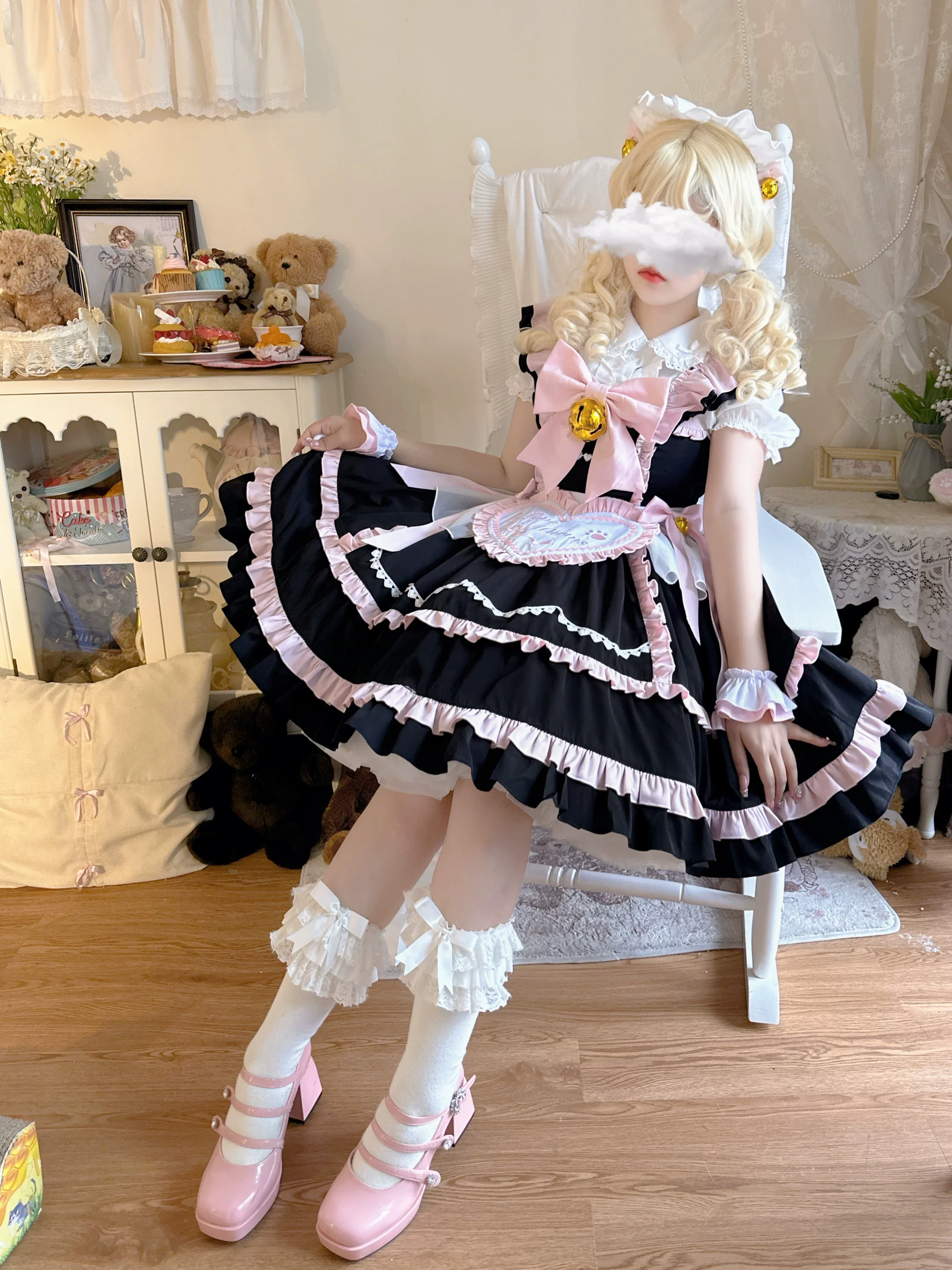 Sweetheart Chef - Sweet Lolita JSK Dress, Bell & Detachable Heart-shaped Apron - Image 16