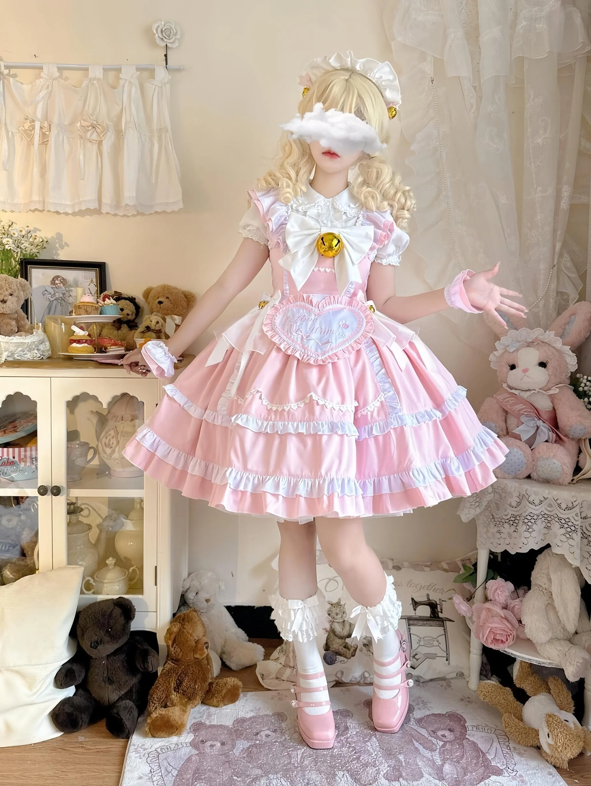 Sweetheart Chef - Sweet Lolita JSK Dress, Bell & Detachable Heart-shaped Apron - Image 2