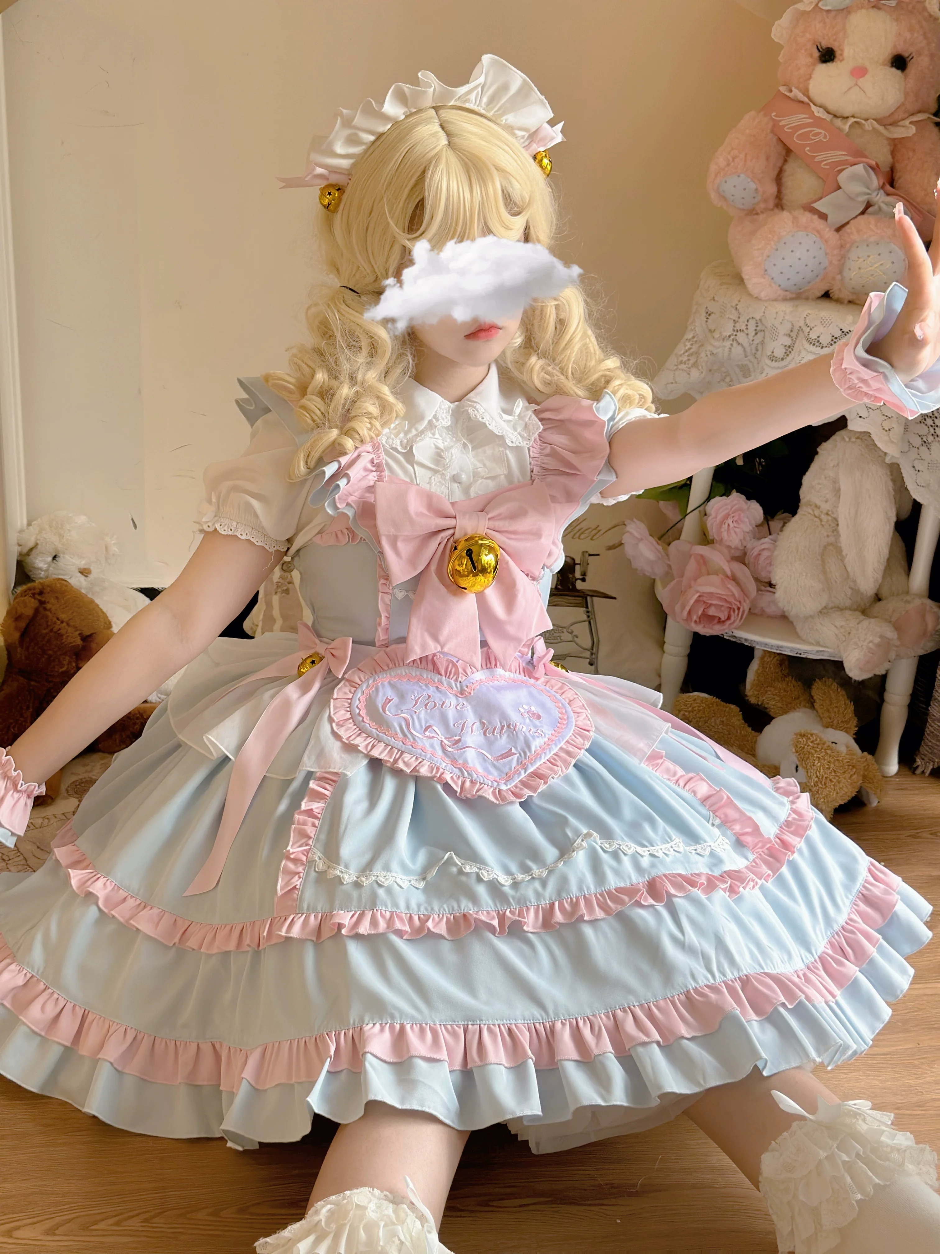 Sweetheart Chef - Sweet Lolita JSK Dress, Bell & Detachable Heart-shaped Apron - Image 3