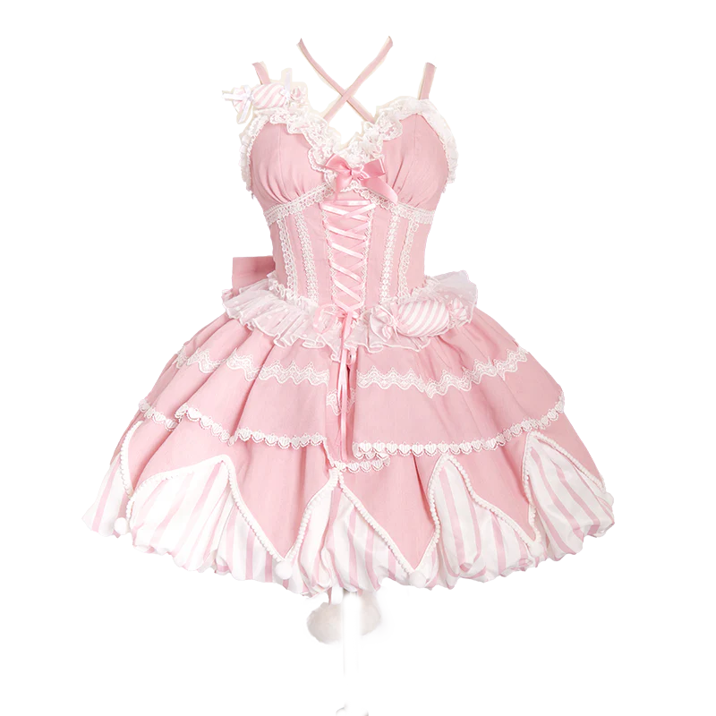 Sweety Gummy - Sweet Lolita JSK Dress Big Bow Flower Bud Lolita Dress - Image 5