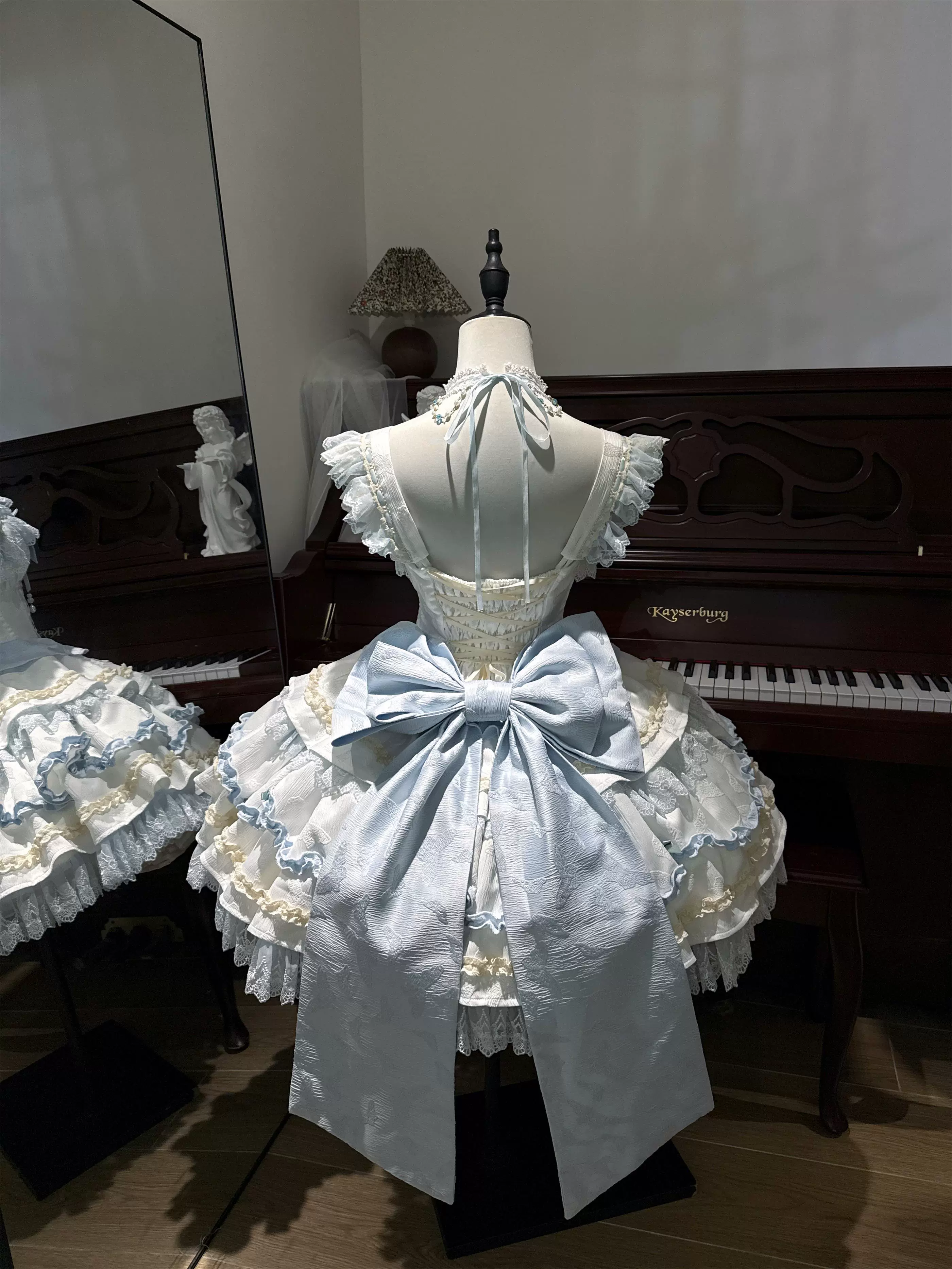 Pudding Lolita - Floral Bell Dream - Sweet Lolita JSK Dress, Halter Neckline - Image 4