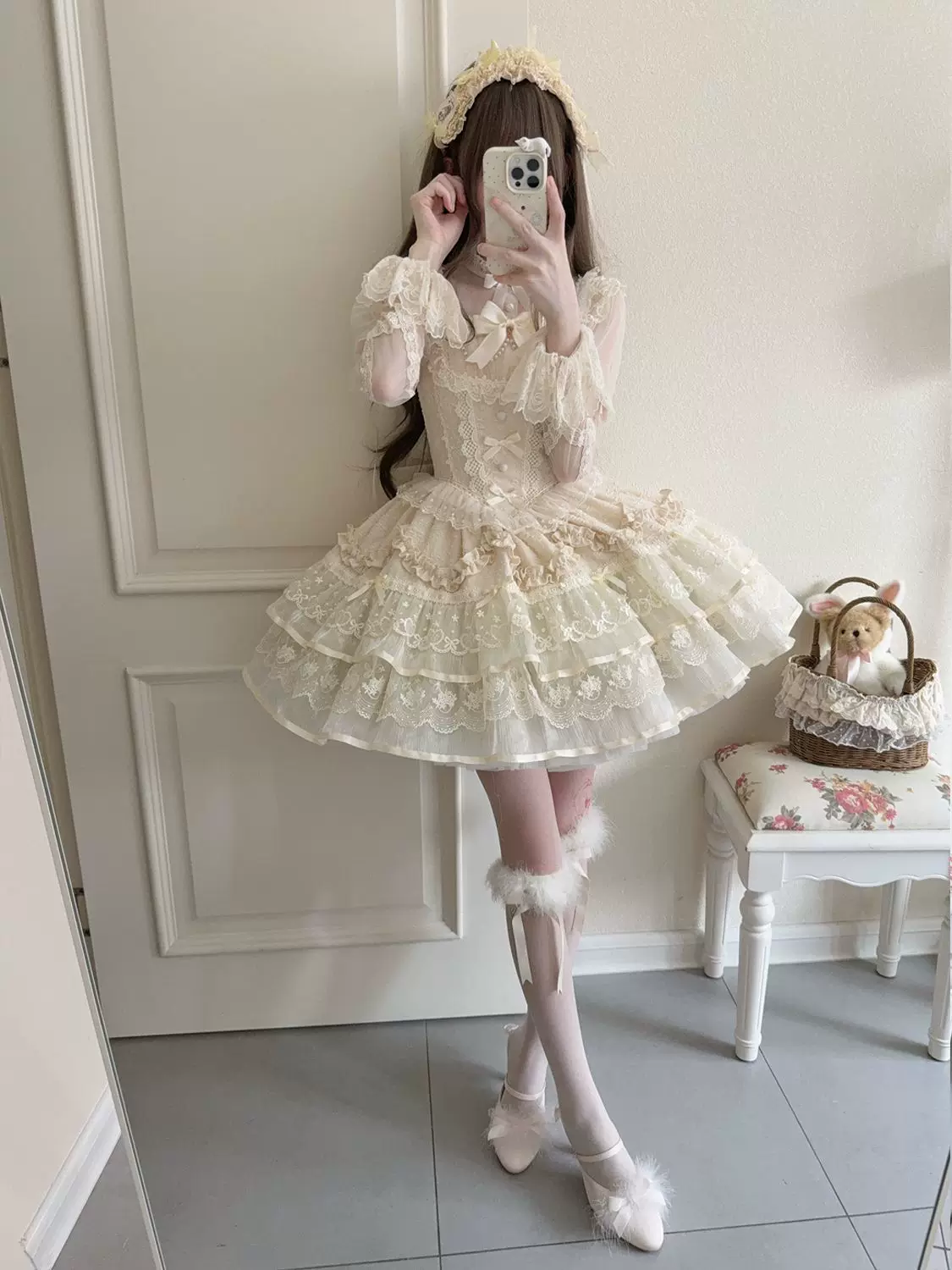 Ballet Dream - Sweet Lolita JSK Dress, Petal-like Layered Skirt - Image 11
