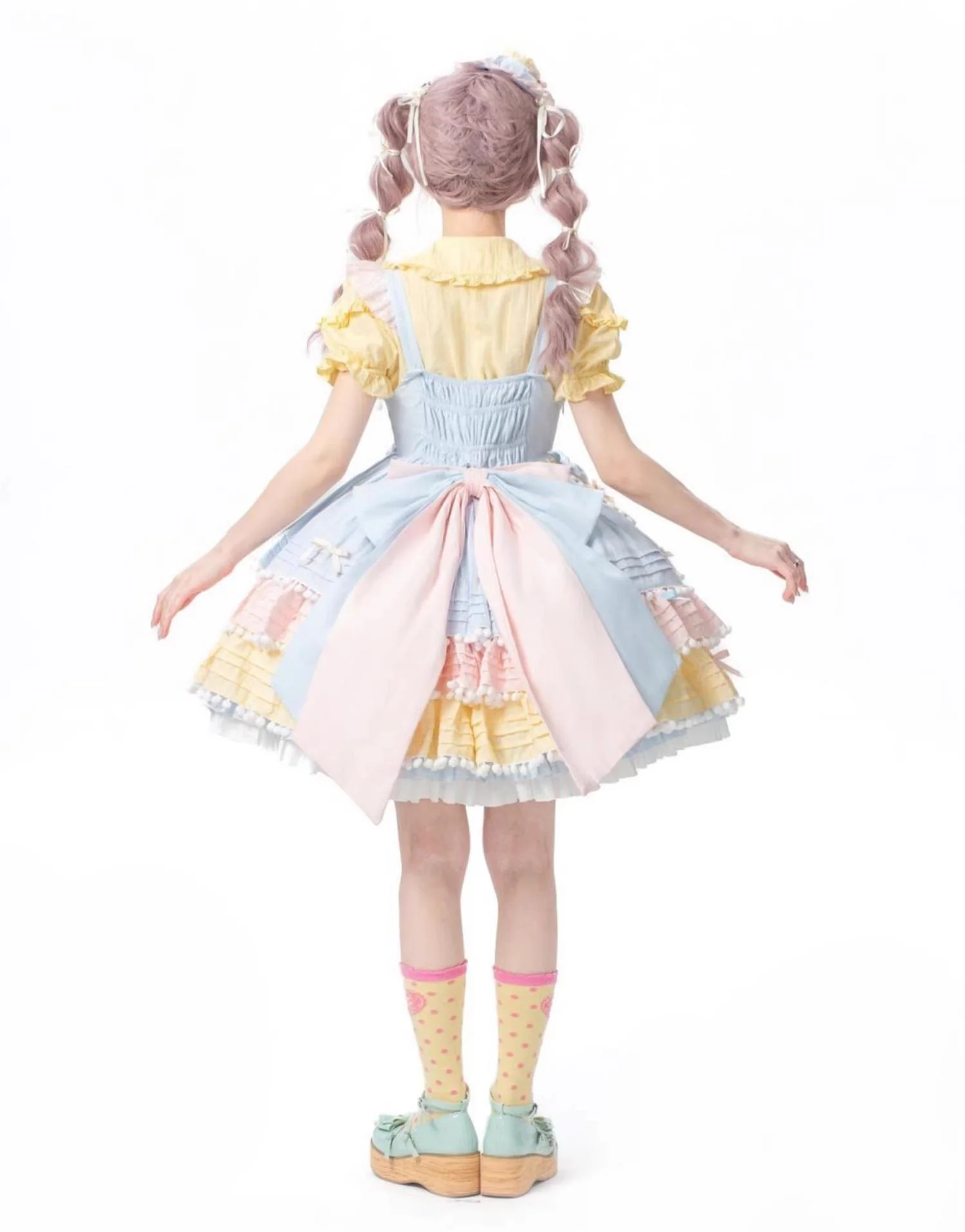 Chubby Cat Diary - Sweetheart Macarons - Sweet Lolita JSK Dress, Pom-pom Accents - Image 6