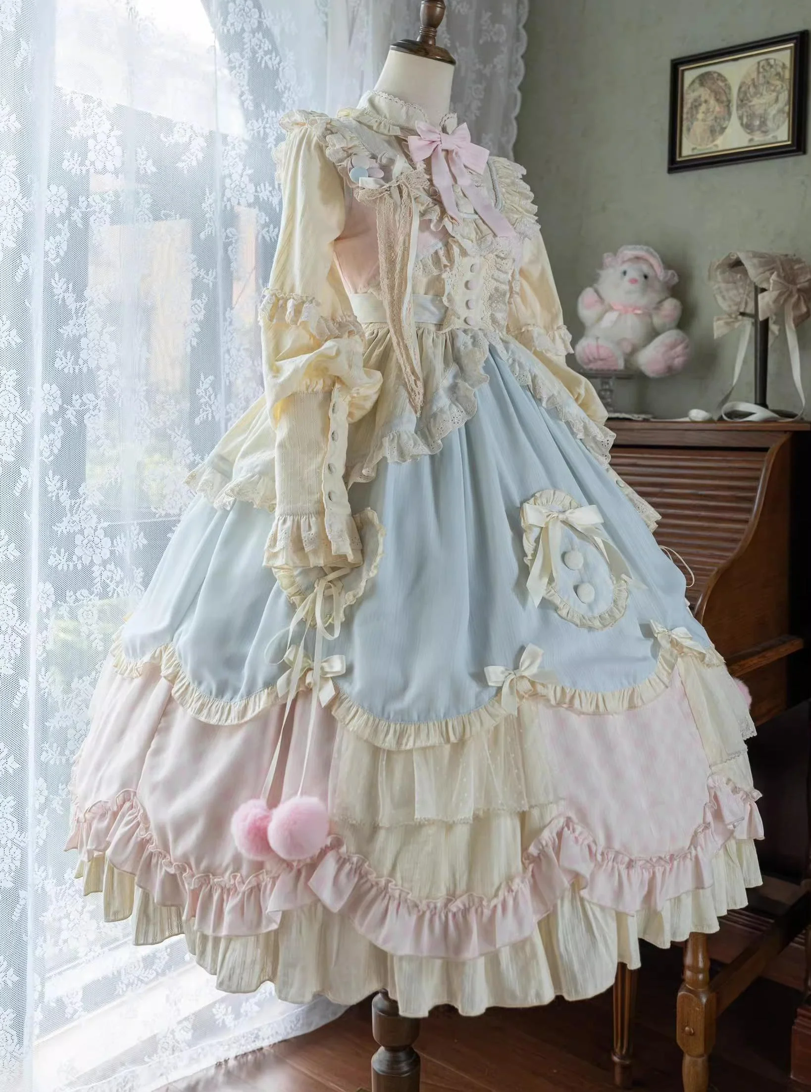 Dreamy Macaron - Sweet Lolita JSK Dress Solid Color Shirt - Image 10