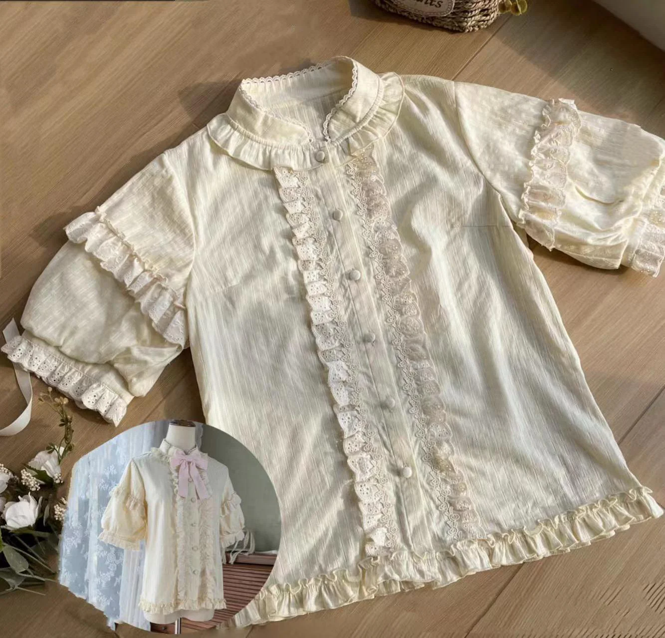 Dreamy Macaron - Sweet Lolita JSK Dress Solid Color Shirt - Image 18