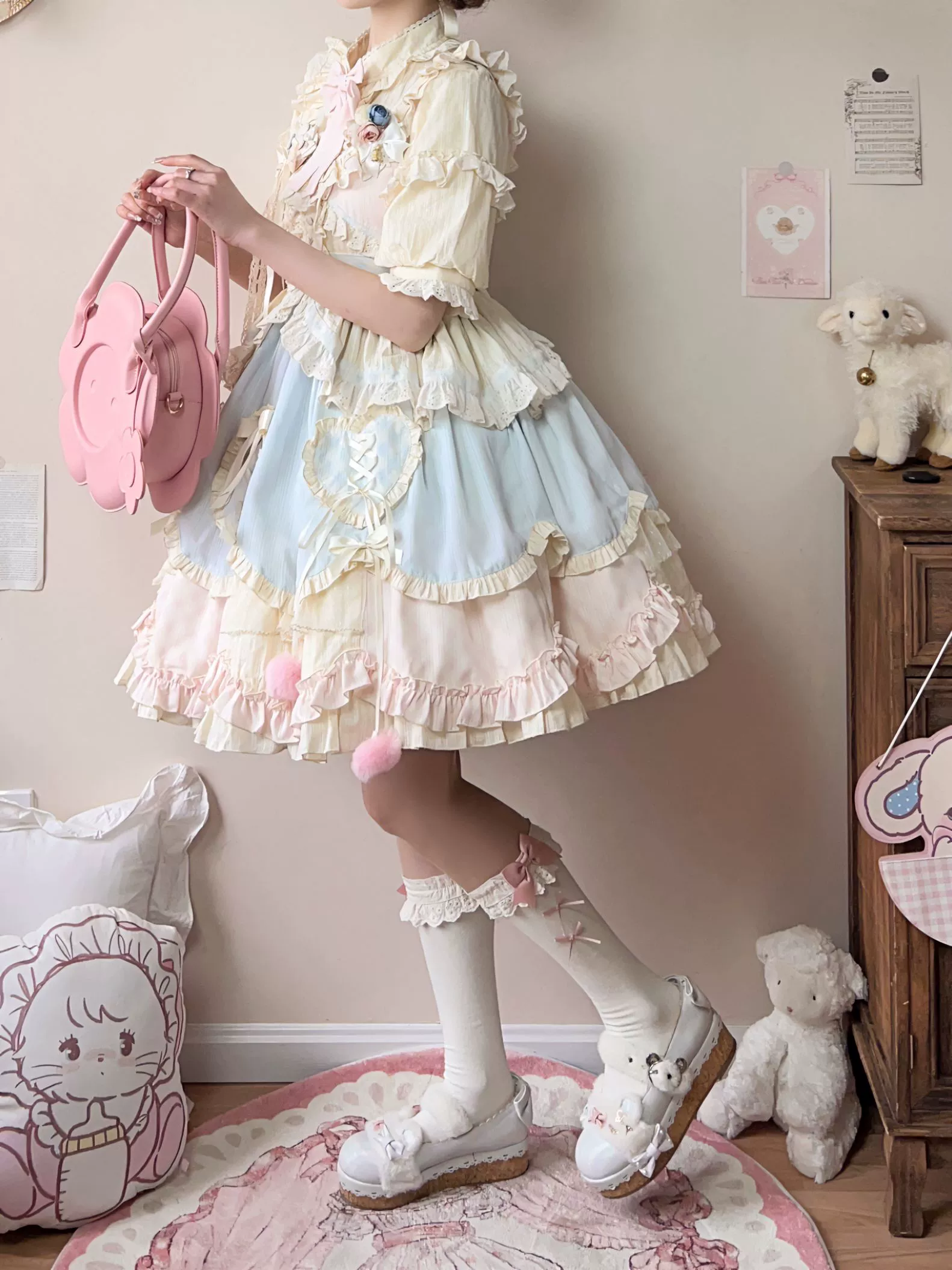 Dreamy Macaron - Sweet Lolita JSK Dress Solid Color Shirt - Image 5