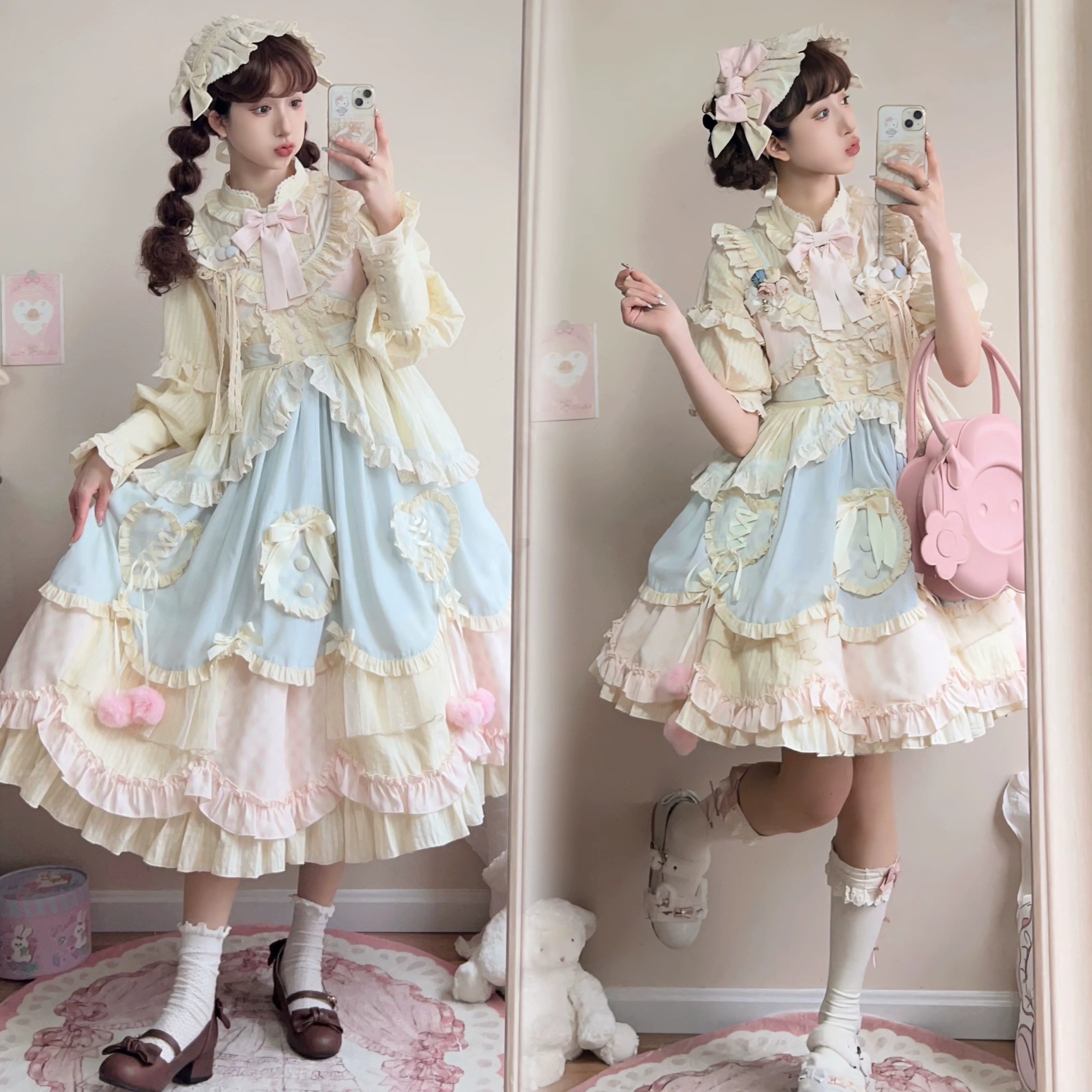 Dreamy Macaron - Sweet Lolita JSK Dress Solid Color Shirt - Image 8