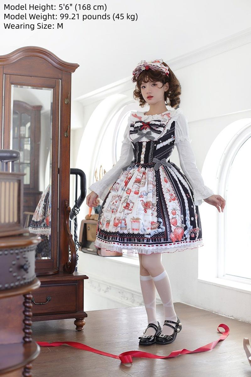Strawberry Manor - Sweet Lolita JSK Dress, Strawberry Print - Image 18