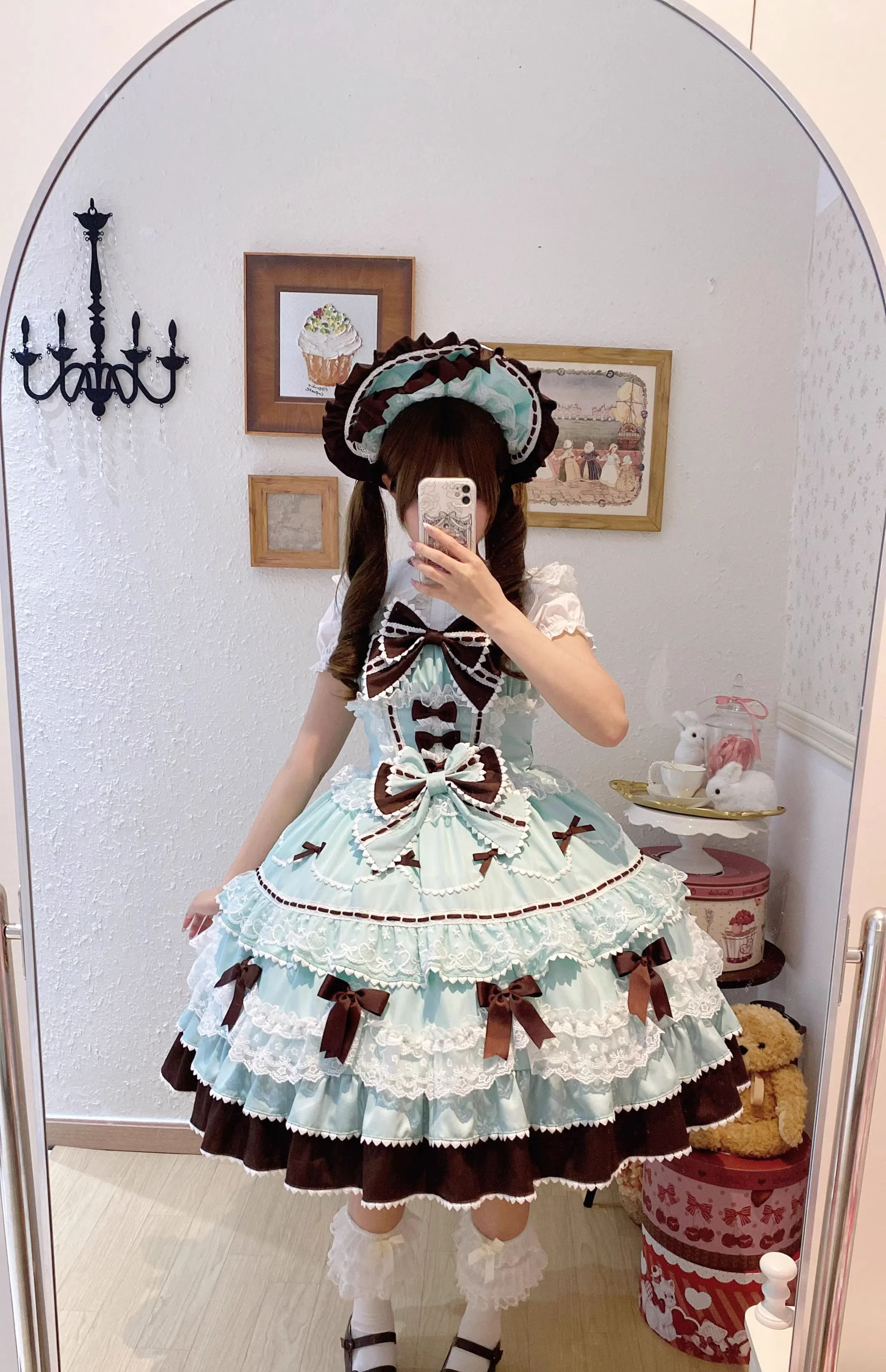 Fondant Cake - Summer Sweet Lolita JSK Dress, Tiered Ruffles and Bows - Image 13