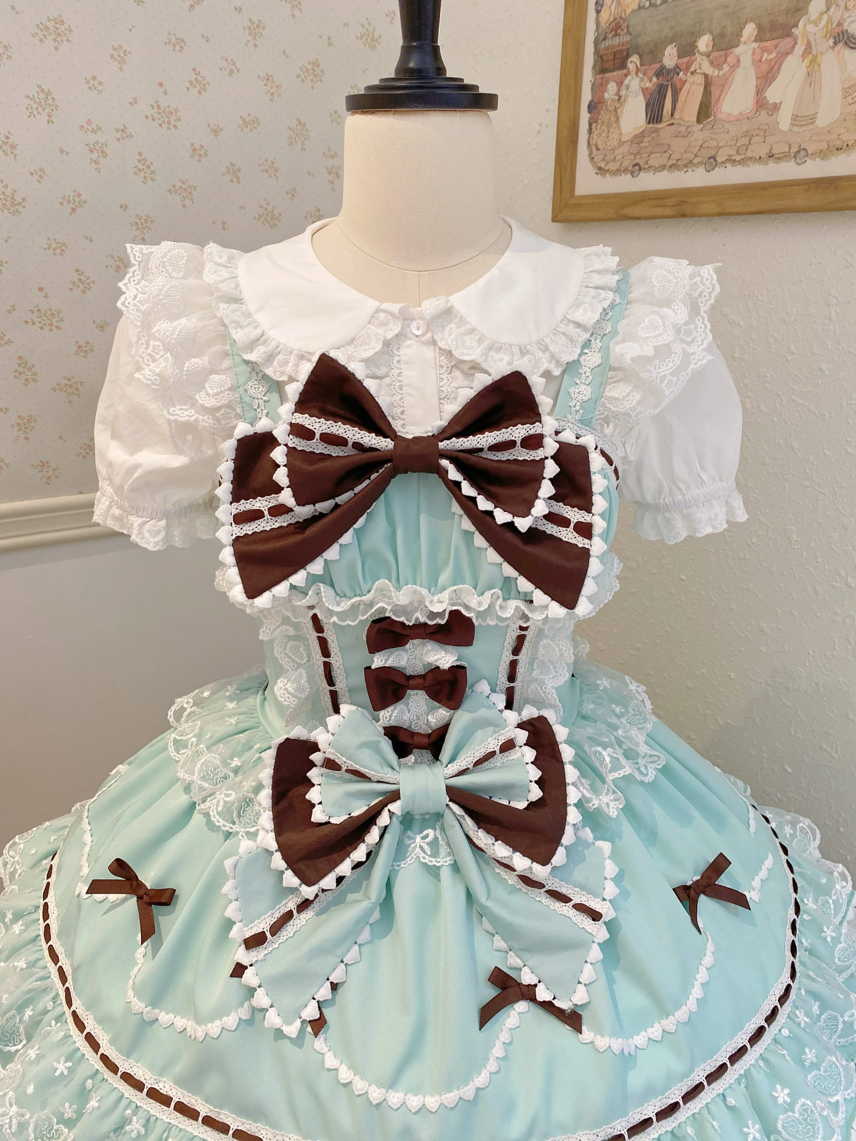 Fondant Cake - Summer Sweet Lolita JSK Dress, Tiered Ruffles and Bows - Image 20