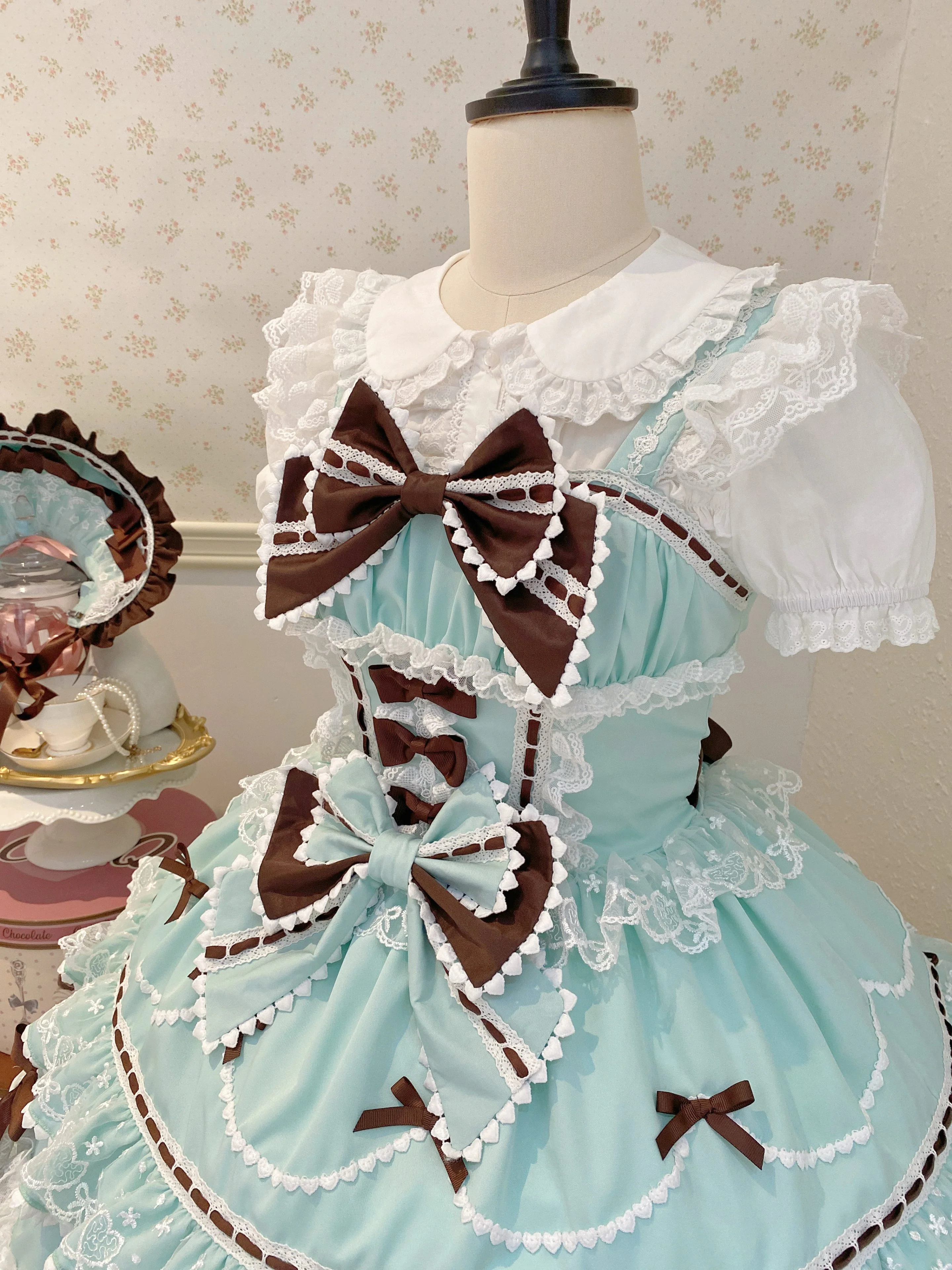 Fondant Cake - Summer Sweet Lolita JSK Dress, Tiered Ruffles and Bows - Image 21