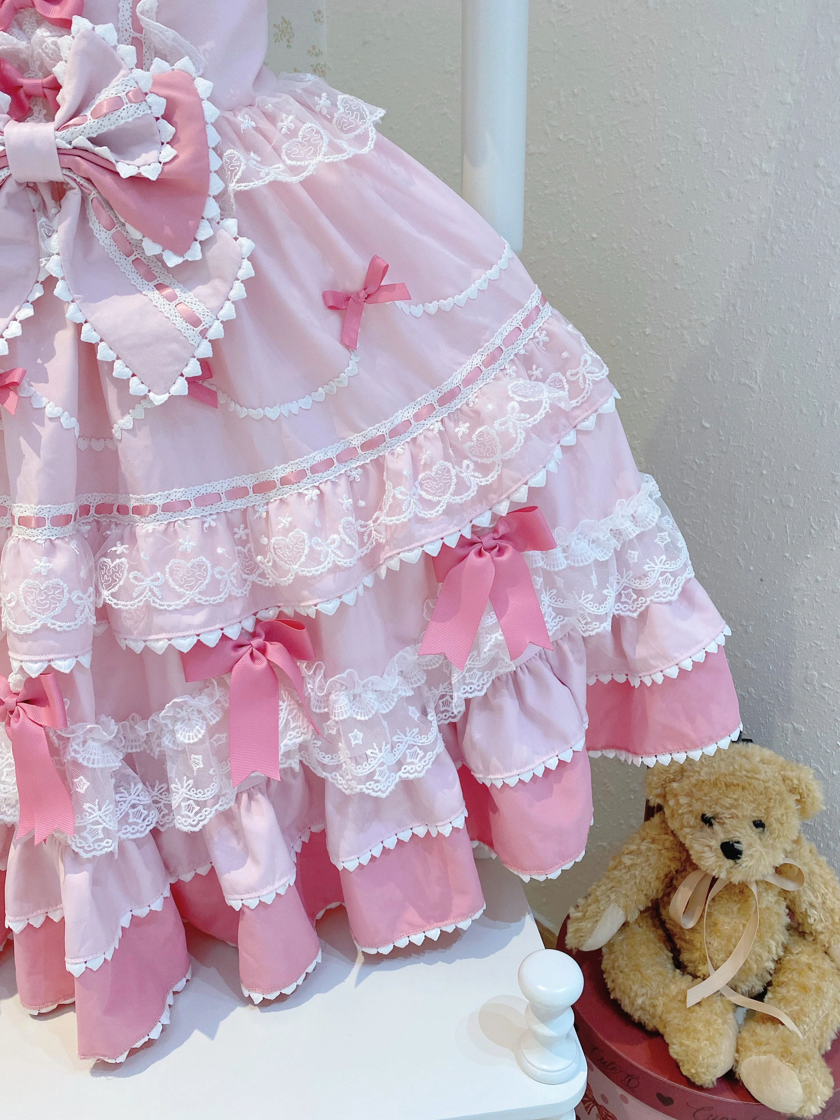 Fondant Cake - Summer Sweet Lolita JSK Dress, Tiered Ruffles and Bows - Image 24