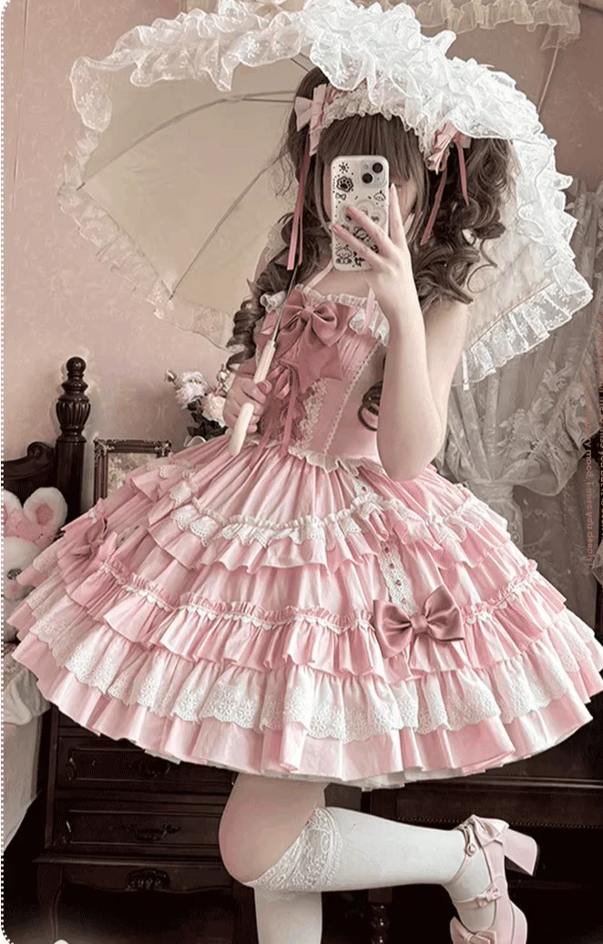 Sweet Mousse - Sweet Lolita JSK in Playful Colors with Bow Decoration - Image 3