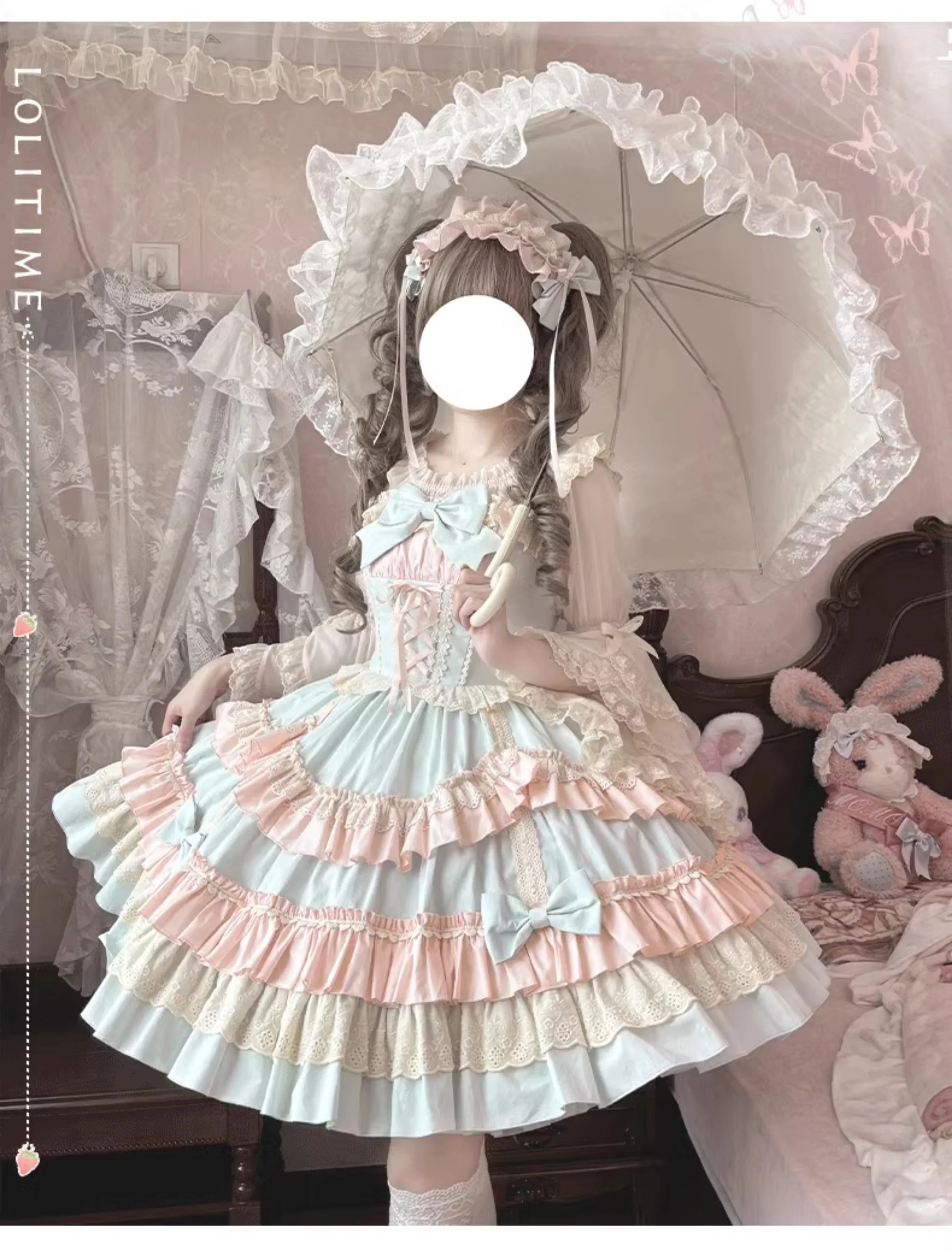 Sweet Mousse - Sweet Lolita JSK in Playful Colors with Bow Decoration - Image 7