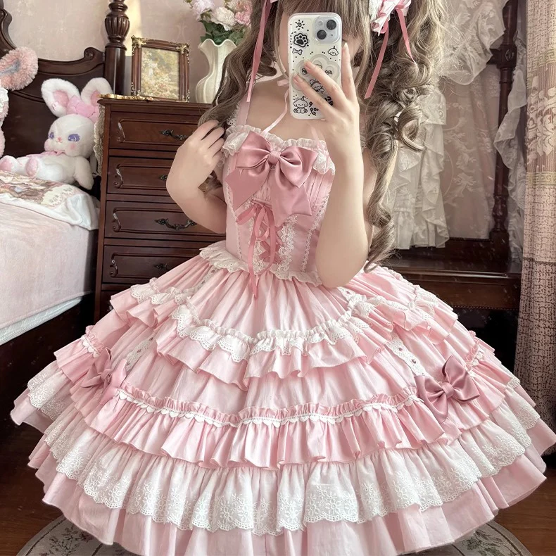 Sweet Mousse - Sweet Lolita JSK in Playful Colors with Bow Decoration - Image 9