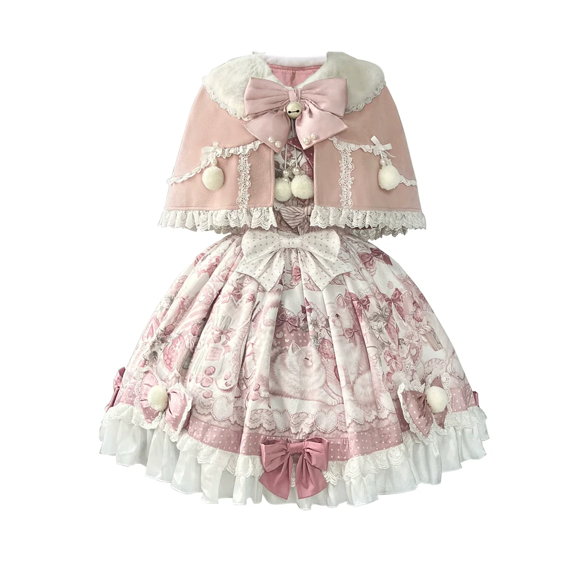 Matutu - Dessert Catlets - Sweet Lolita JSK, Strawberry And Cat Prints - Image 18