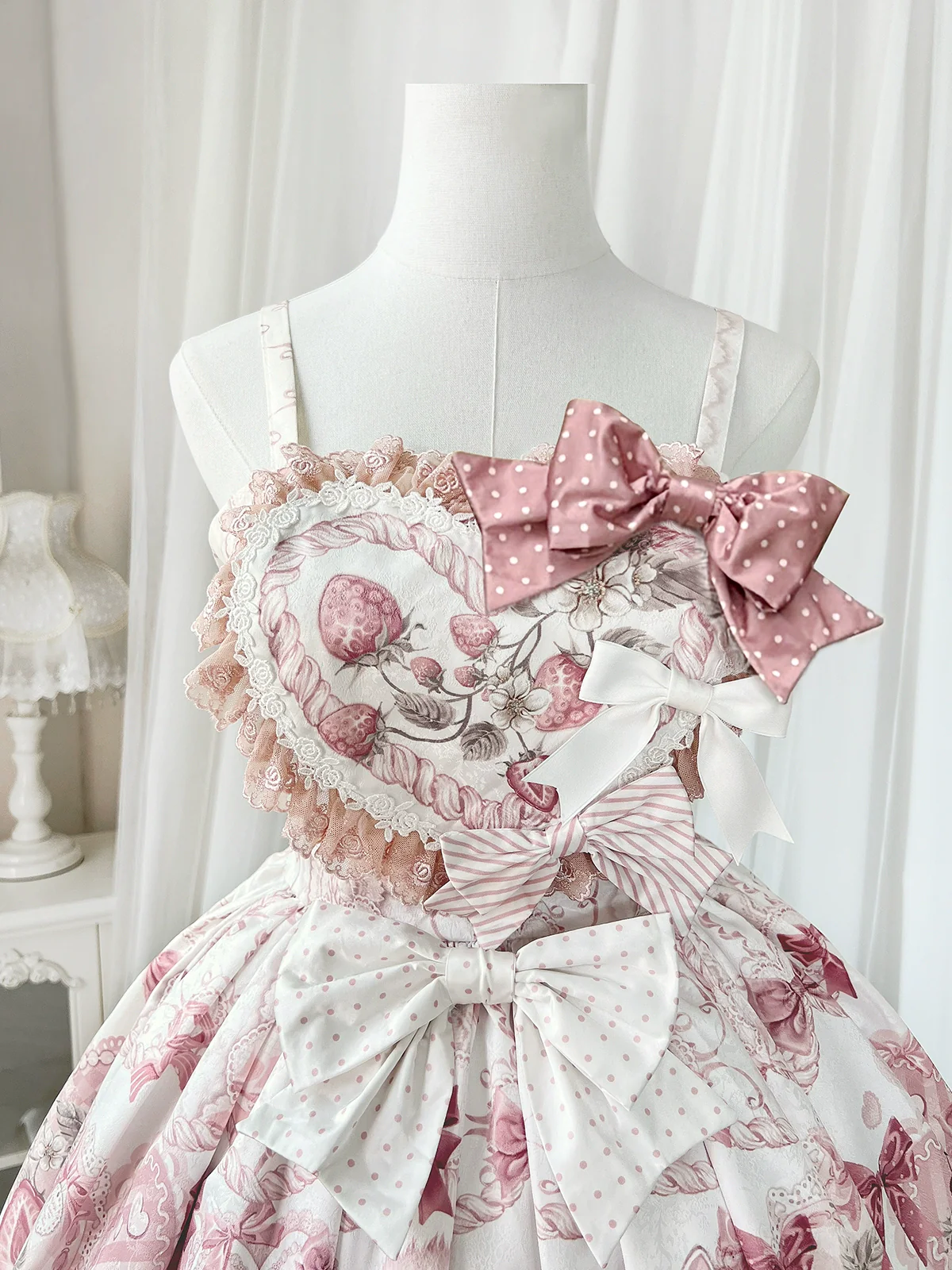 Matutu - Dessert Catlets - Sweet Lolita JSK, Strawberry And Cat Prints - Image 19