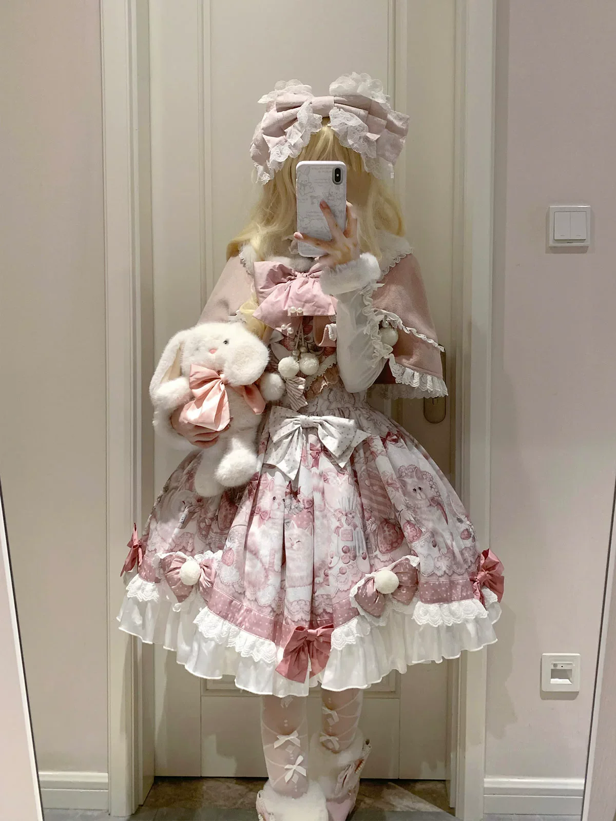 Matutu - Dessert Catlets - Sweet Lolita JSK, Strawberry And Cat Prints - Image 6