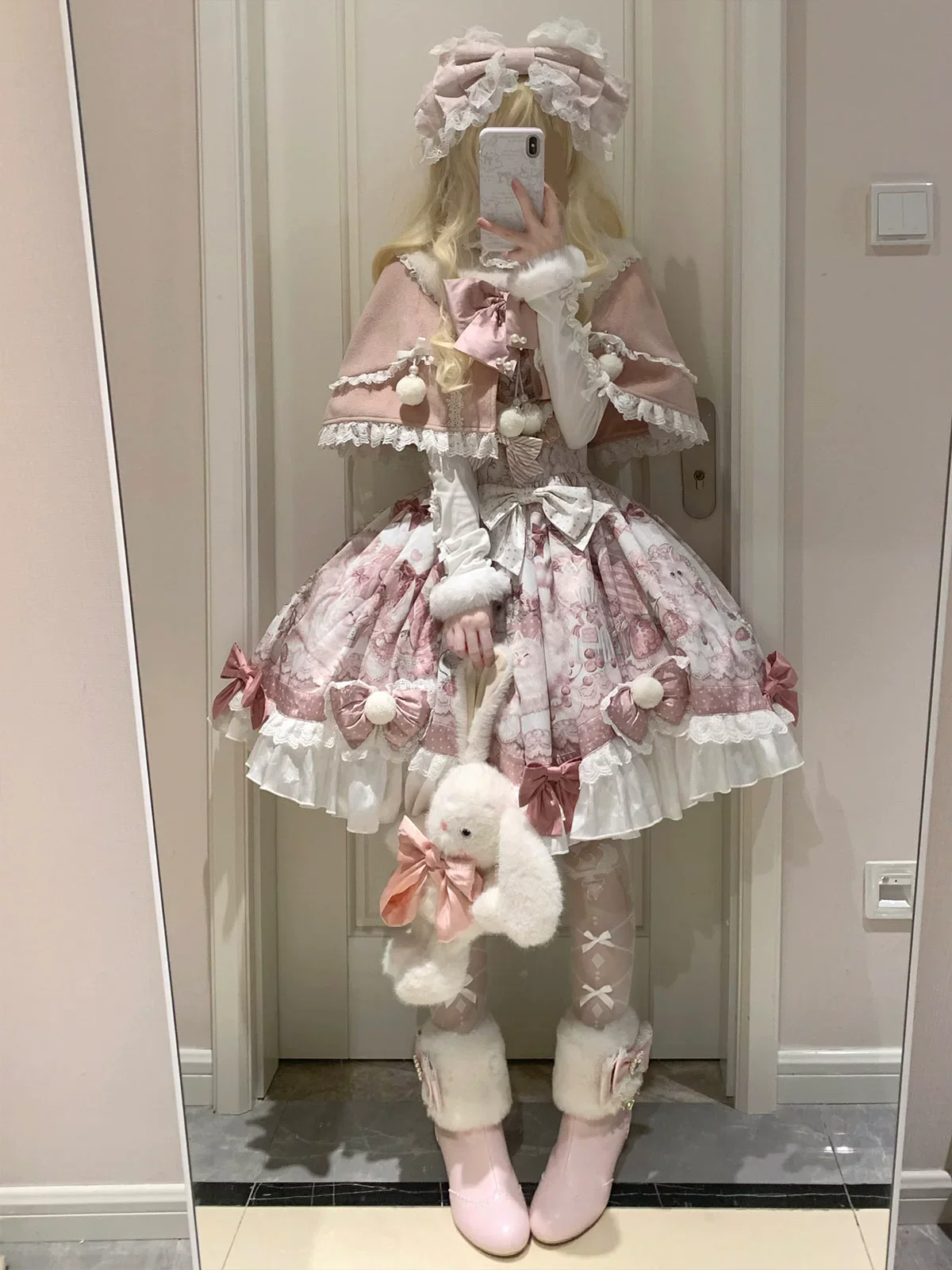Matutu - Dessert Catlets - Sweet Lolita JSK, Strawberry And Cat Prints - Image 7