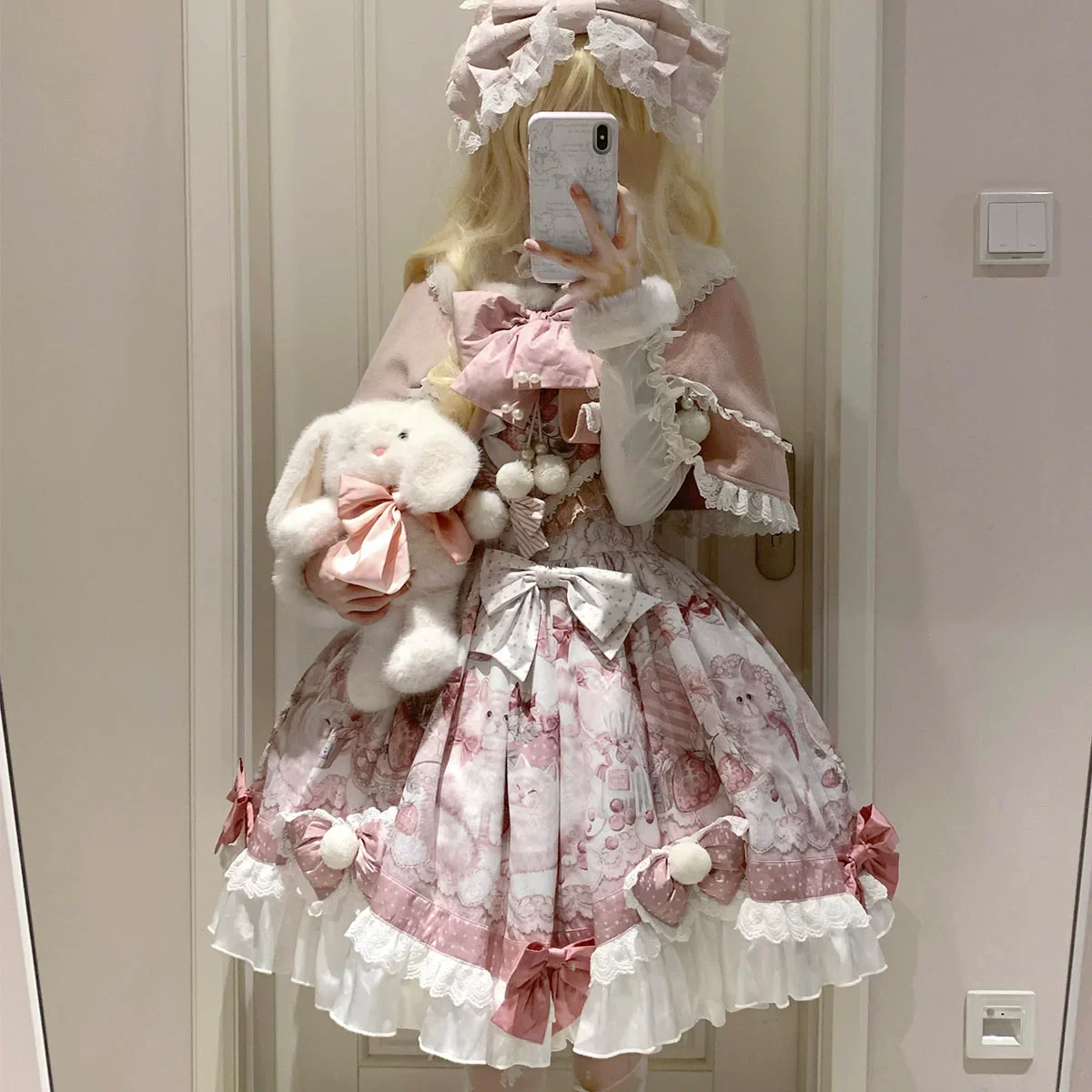 Matutu - Dessert Catlets - Sweet Lolita JSK, Strawberry And Cat Prints - Image 8