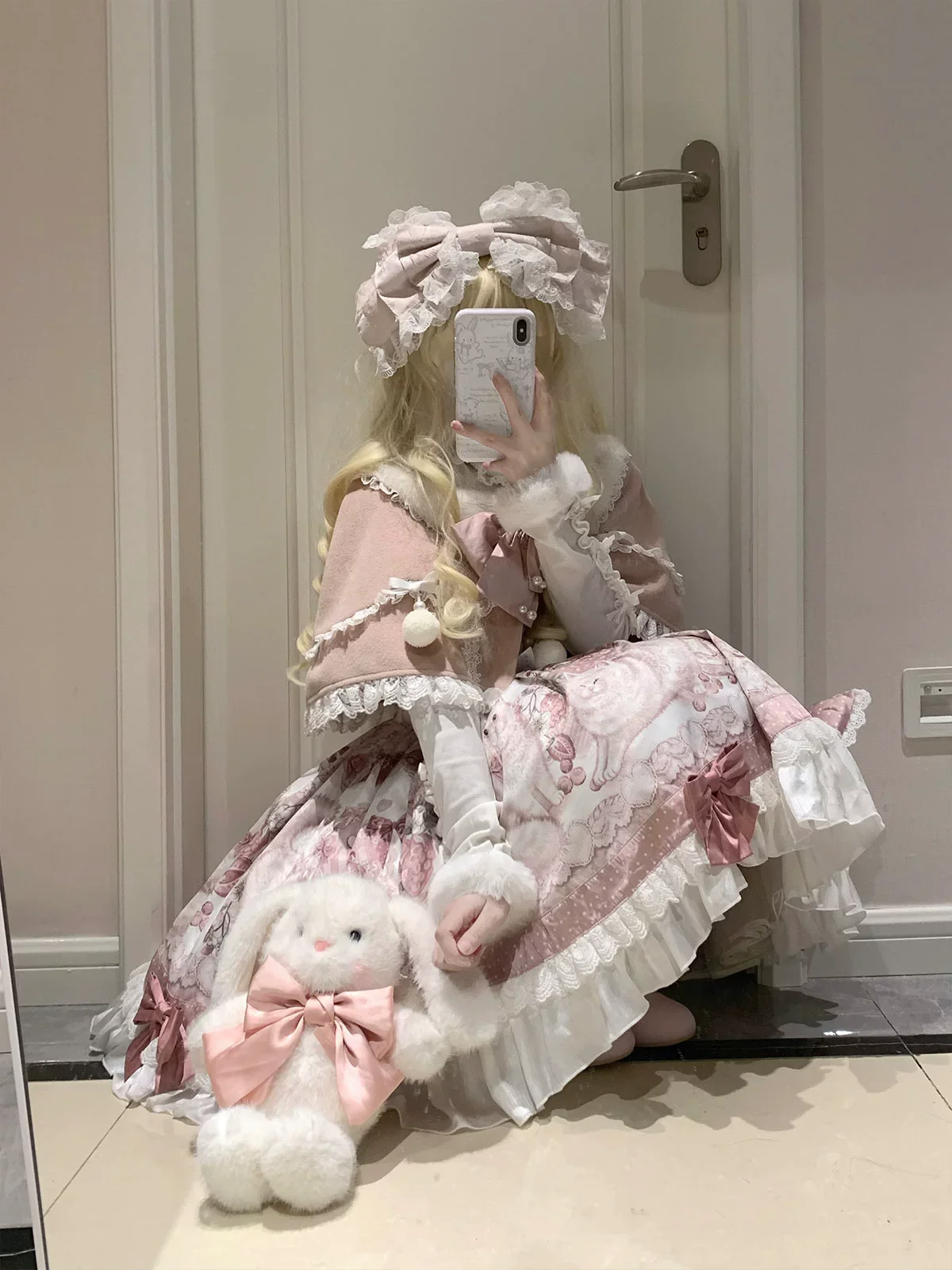 Matutu - Dessert Catlets - Sweet Lolita JSK, Strawberry And Cat Prints - Image 9