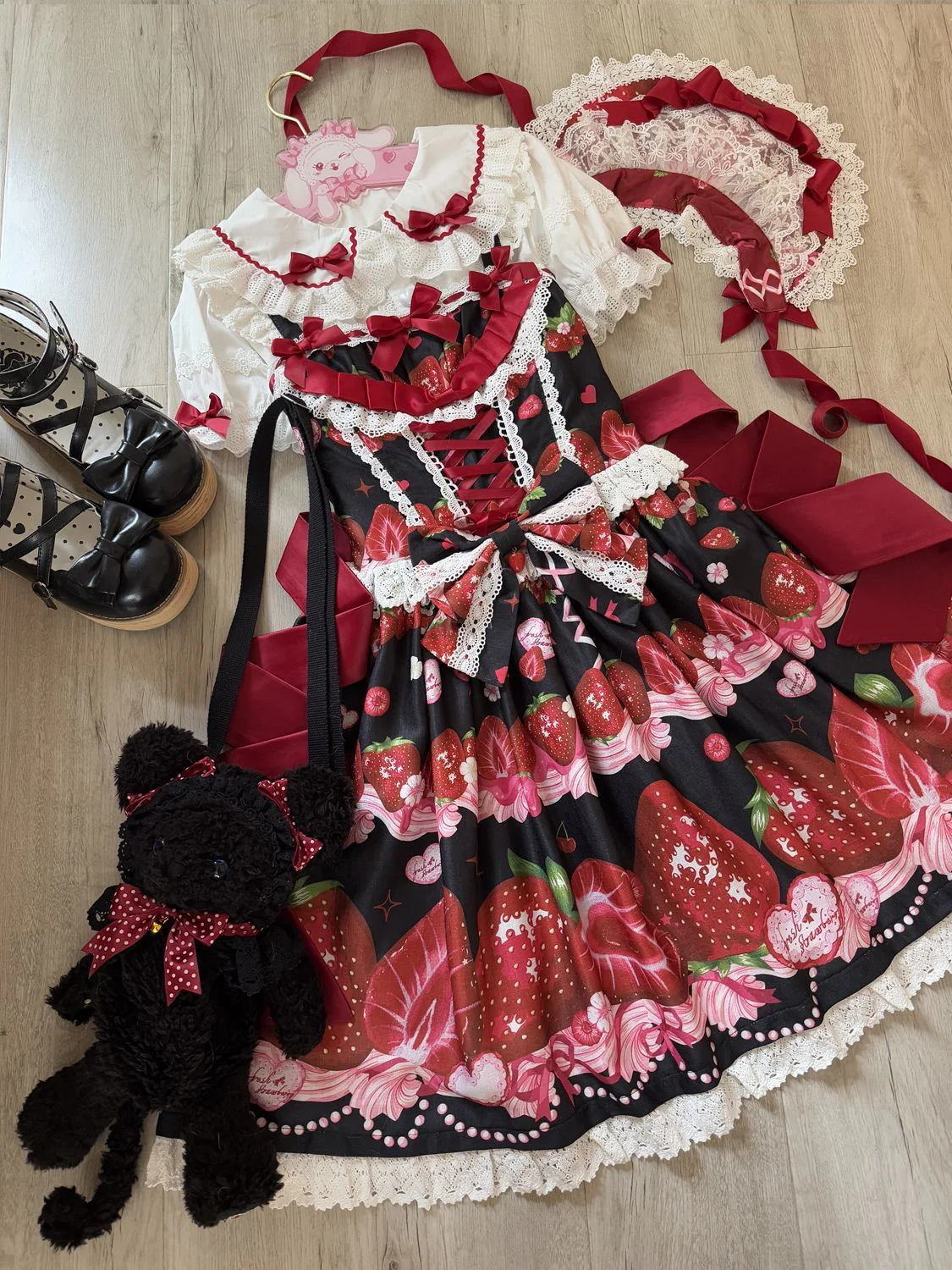 Hanguliang - Strawberry Tale - Sweet Lolita JSK Strawberry Printed Dress - Image 20