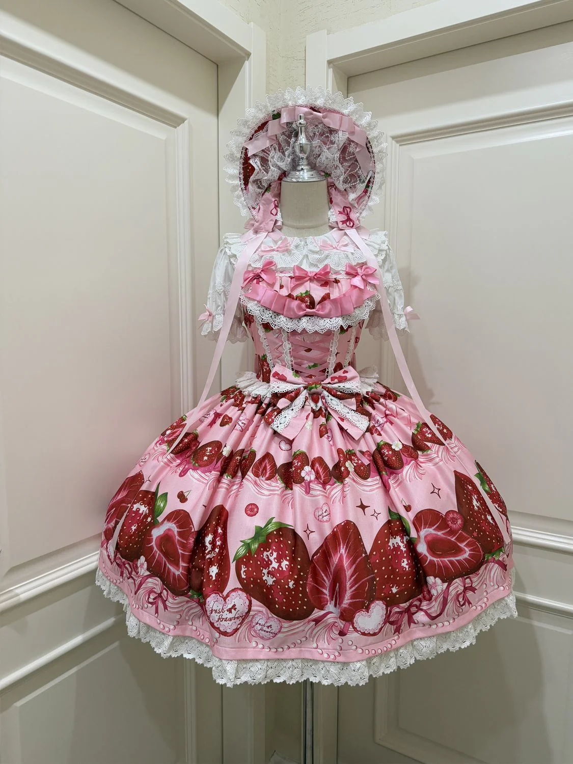 Hanguliang - Strawberry Tale - Sweet Lolita JSK Strawberry Printed Dress - Image 22