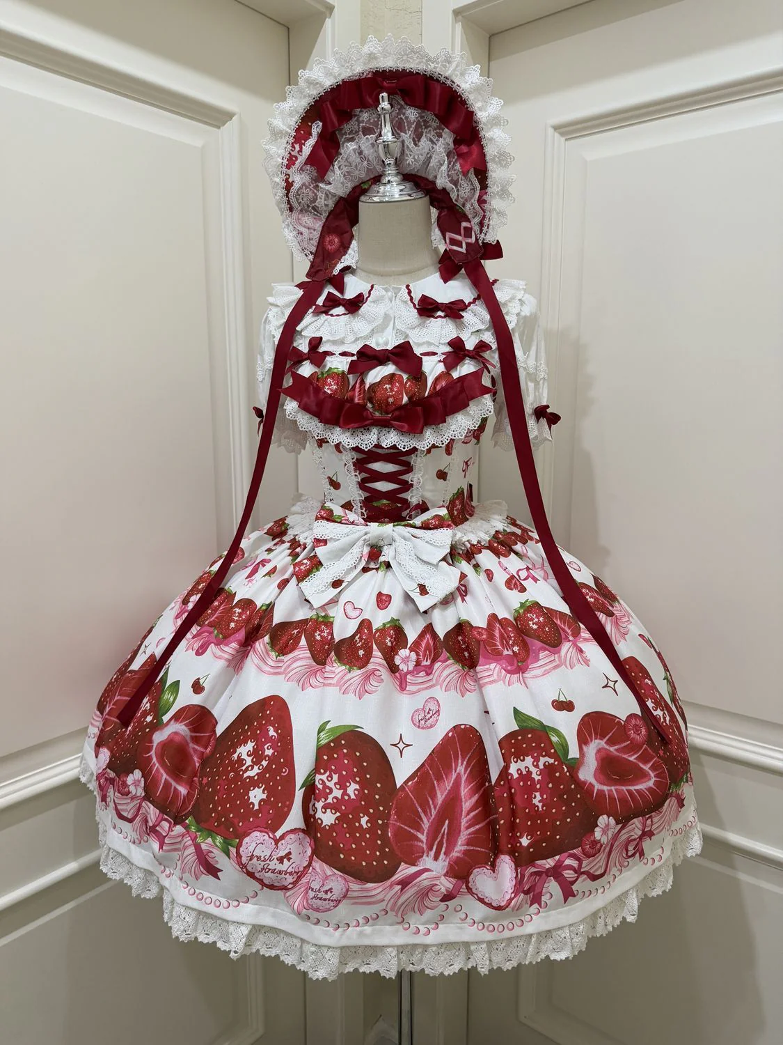 Hanguliang - Strawberry Tale - Sweet Lolita JSK Strawberry Printed Dress - Image 23