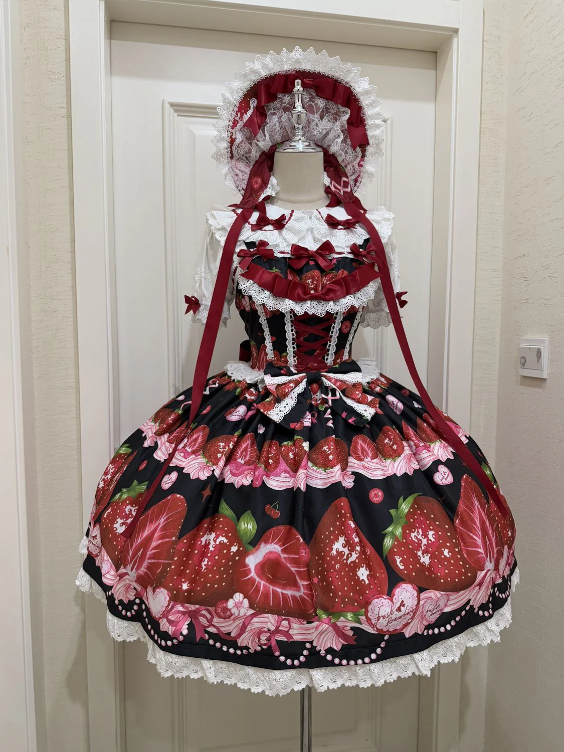 Hanguliang - Strawberry Tale - Sweet Lolita JSK Strawberry Printed Dress - Image 24
