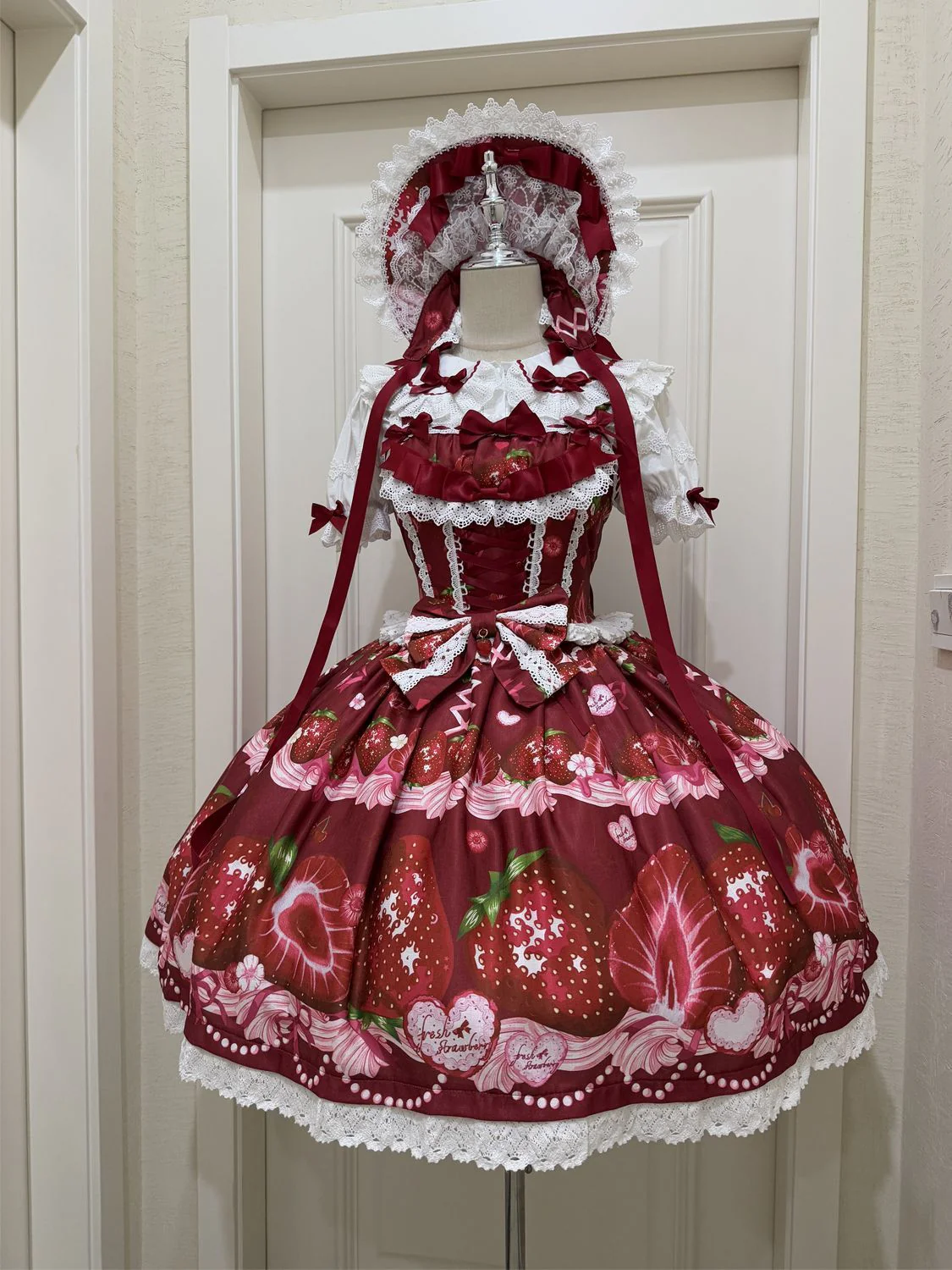 Hanguliang - Strawberry Tale - Sweet Lolita JSK Strawberry Printed Dress - Image 25