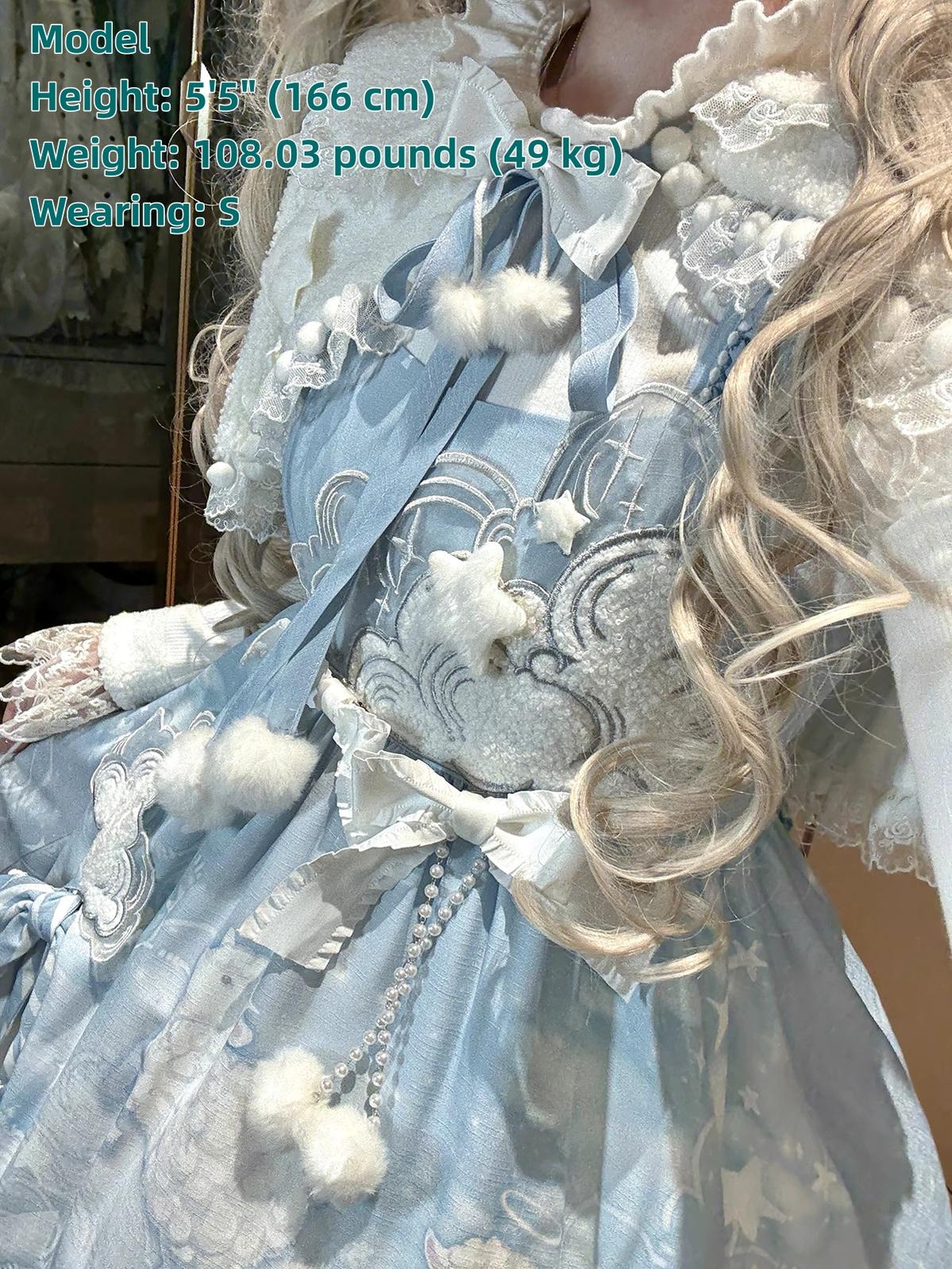 Cloudscape Dream - Sweet Lolita JSK Suit, Fleece Cape - Image 3