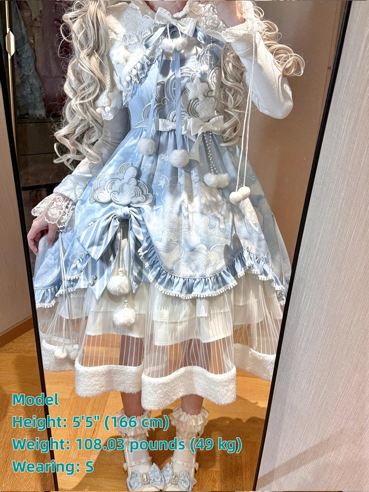 Cloudscape Dream - Sweet Lolita JSK Suit, Fleece Cape - Image 4