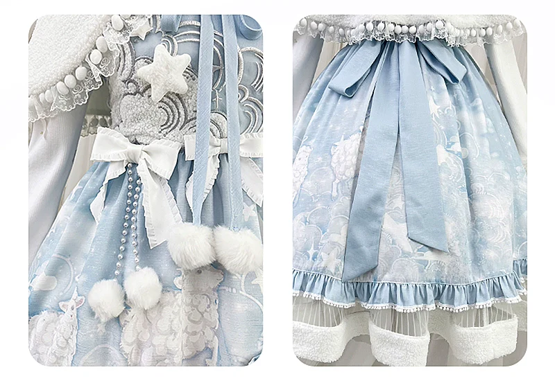 Cloudscape Dream - Sweet Lolita JSK Suit, Fleece Cape - Image 8
