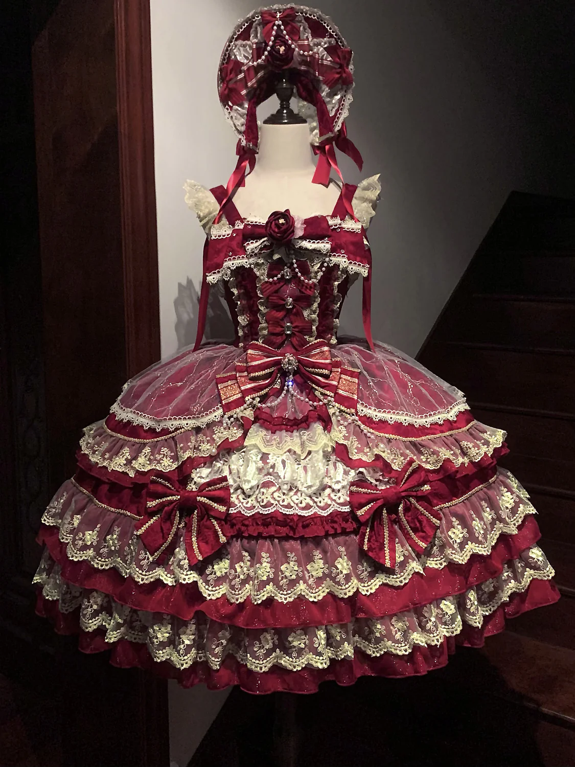Hanguliang - Gem Crown - Sweet Lolita JSK Suit Tiered Ruffles Doll-Like Dress and BNT - Image 16