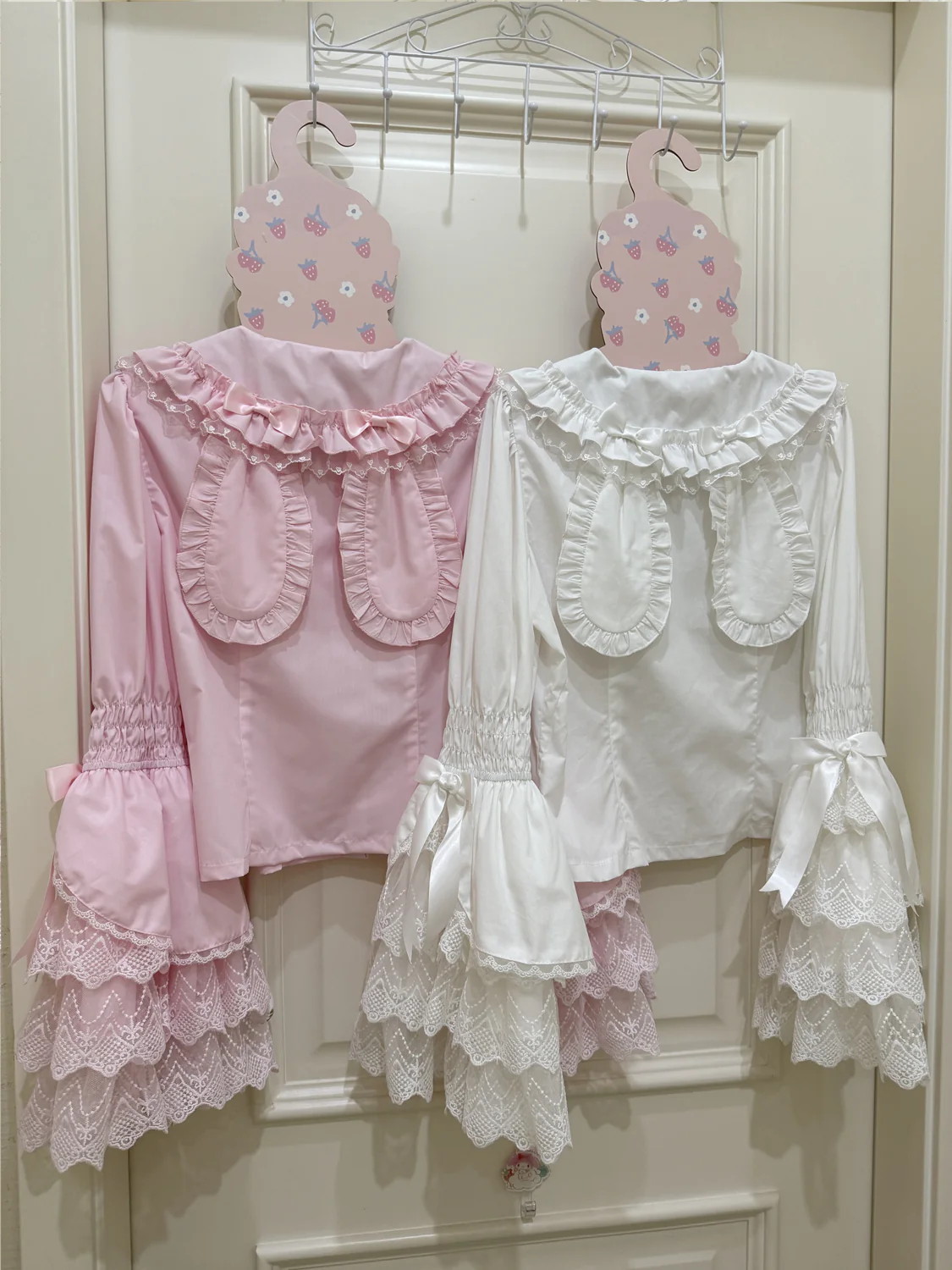 Hanguliang - Cross Heart Knot - Sweet Lolita JSK Suit Tiered Ruffles Dress with Lace Blouse - Image 26