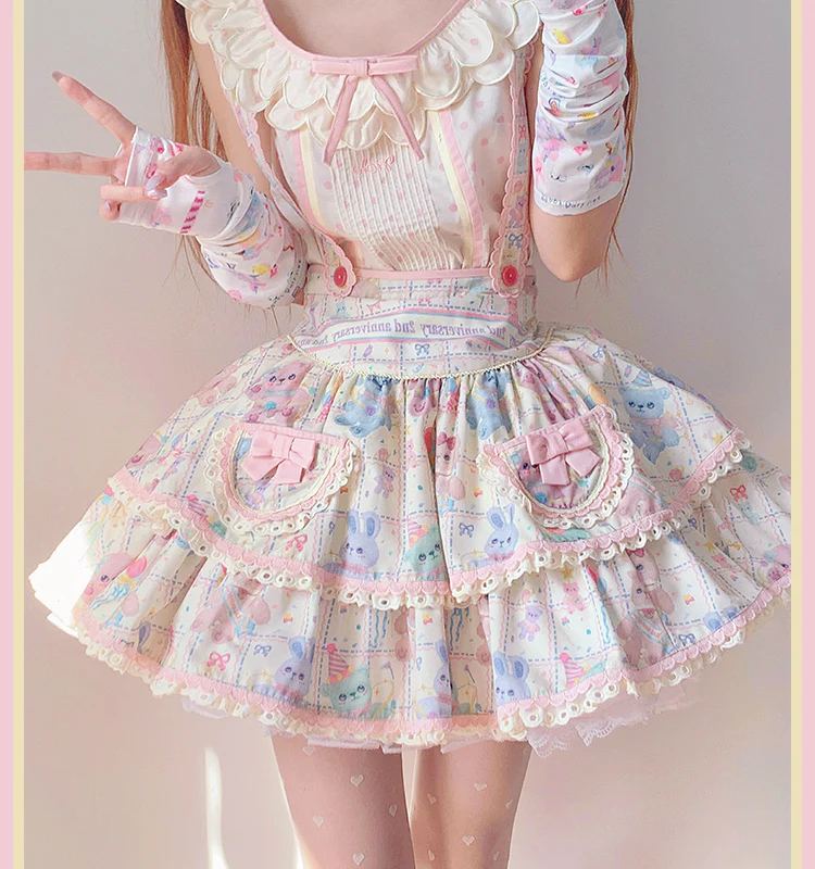 RichLolita - Starry Pudding Bear - Sweet Lolita Jumper Dress Printed OP Dress - Image 12