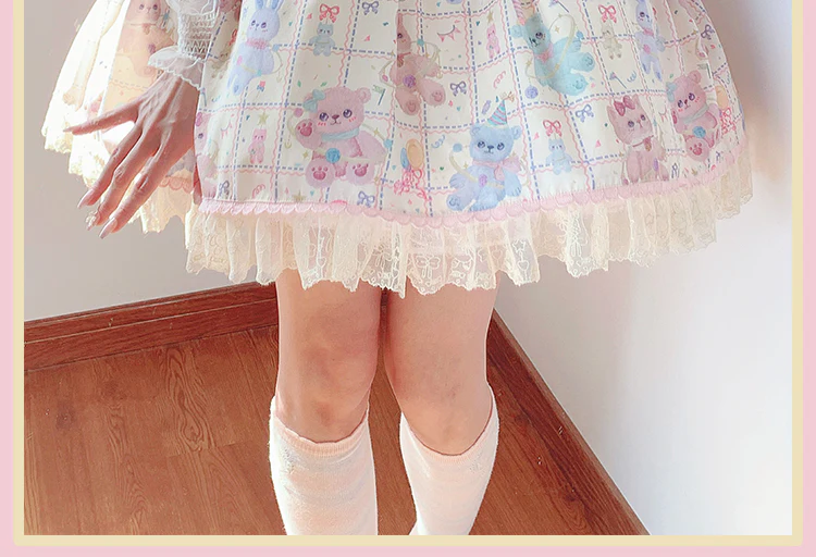 RichLolita - Starry Pudding Bear - Sweet Lolita Jumper Dress Printed OP Dress - Image 14