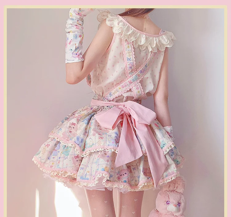 RichLolita - Starry Pudding Bear - Sweet Lolita Jumper Dress Printed OP Dress - Image 15