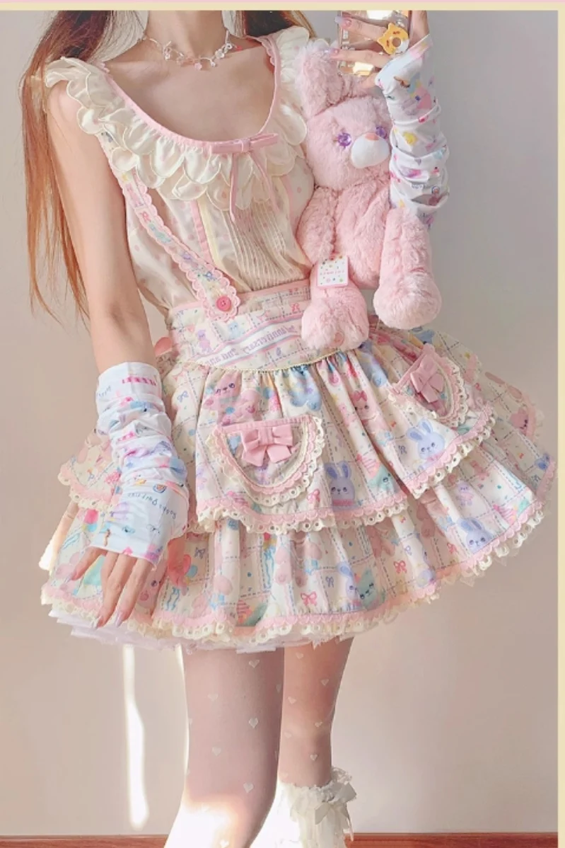 RichLolita - Starry Pudding Bear - Sweet Lolita Jumper Dress Printed OP Dress - Image 8