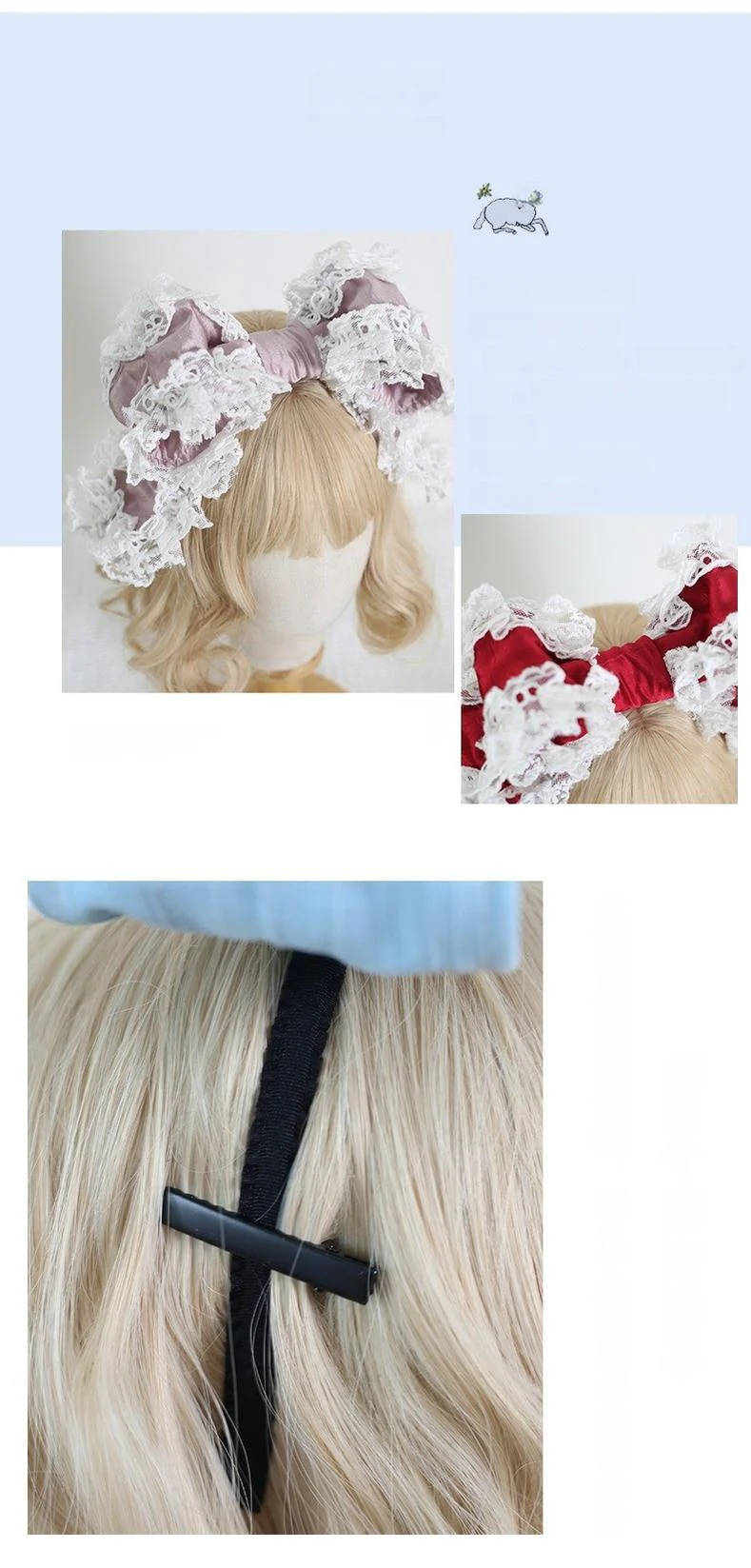 Xiaogui - Sweet Lolita KC with Large Lace Bow in Multiple Colors - Image 19