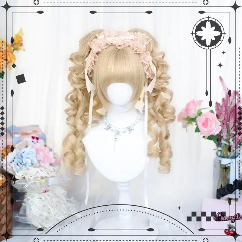 Dalao Home - Flo Wig - Sweet Lolita Long Curly Wigs, Detachable Ponytail - Image 2