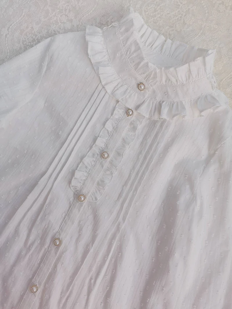 Sweet Lolita Long Sleeve Cotton Blouse - Image 3