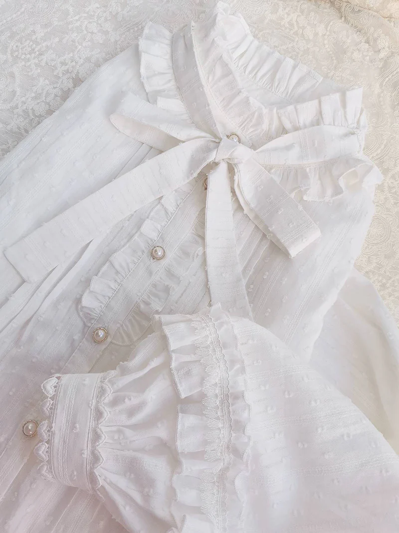 Sweet Lolita Long Sleeve Cotton Blouse - Image 4