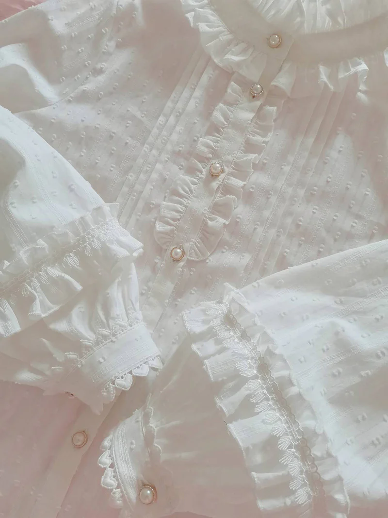 Sweet Lolita Long Sleeve Cotton Blouse - Image 5