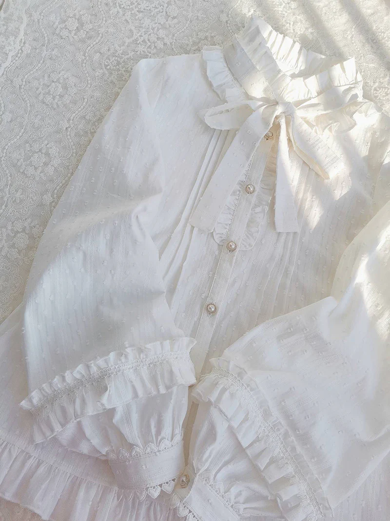 Sweet Lolita Long Sleeve Cotton Blouse - Image 8
