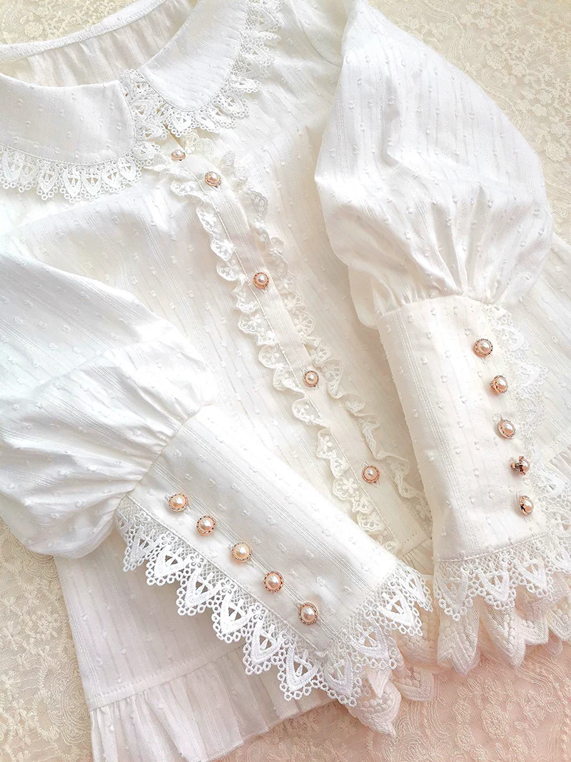 Sweet Lolita Peter Pan Collar Cotton Blouse - Image 3