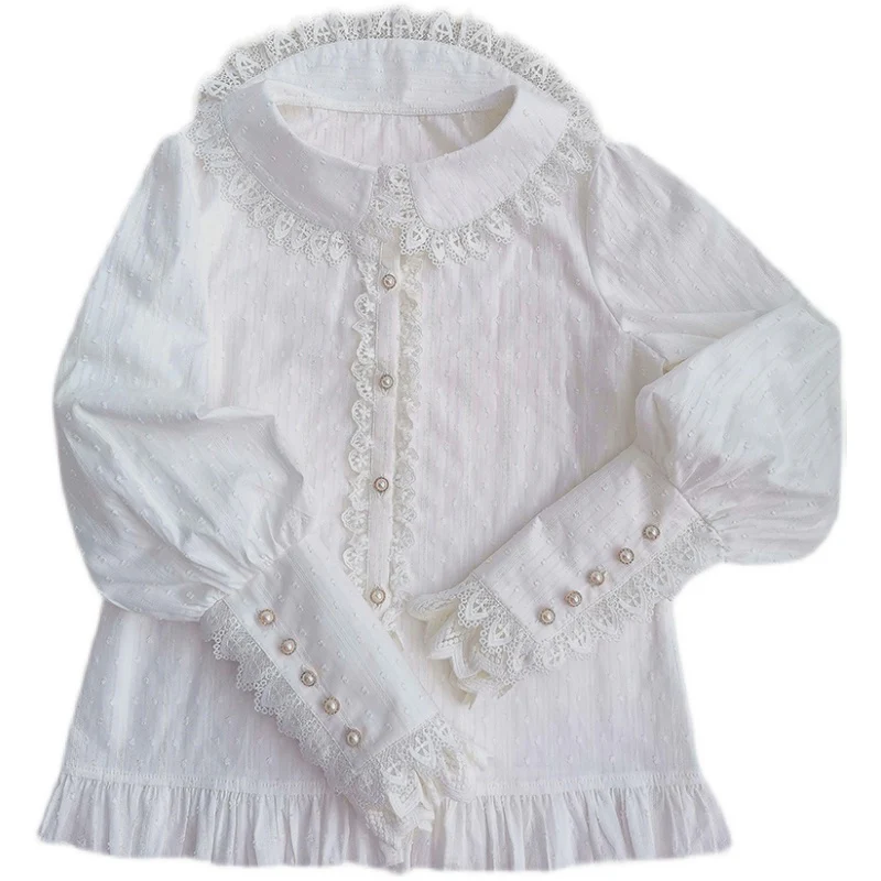 Sweet Lolita Peter Pan Collar Cotton Blouse - Image 5