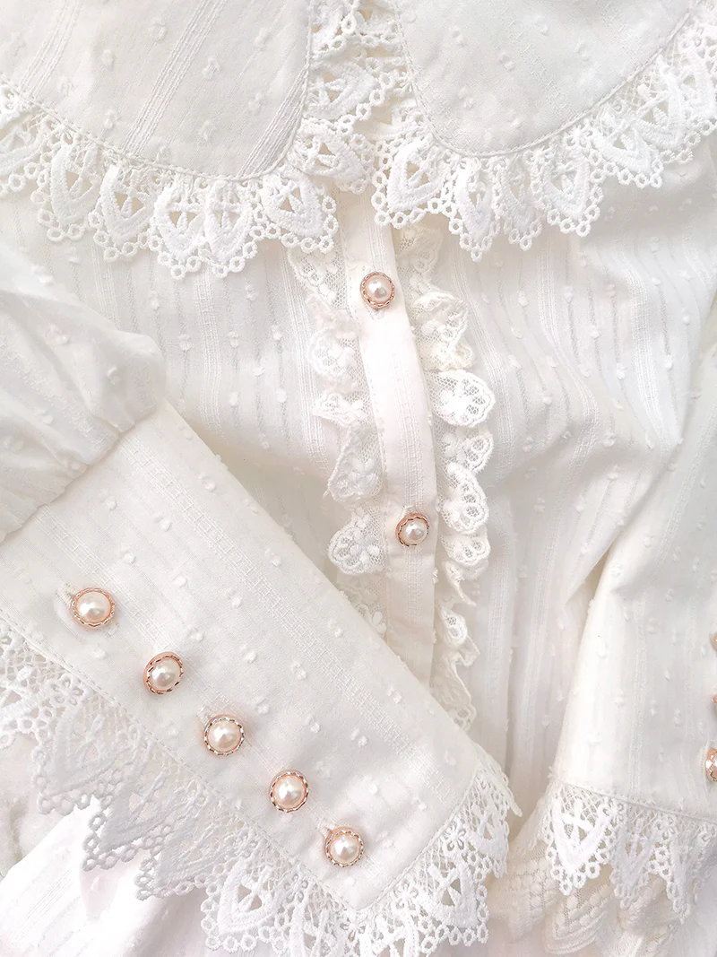 Sweet Lolita Peter Pan Collar Cotton Blouse - Image 6