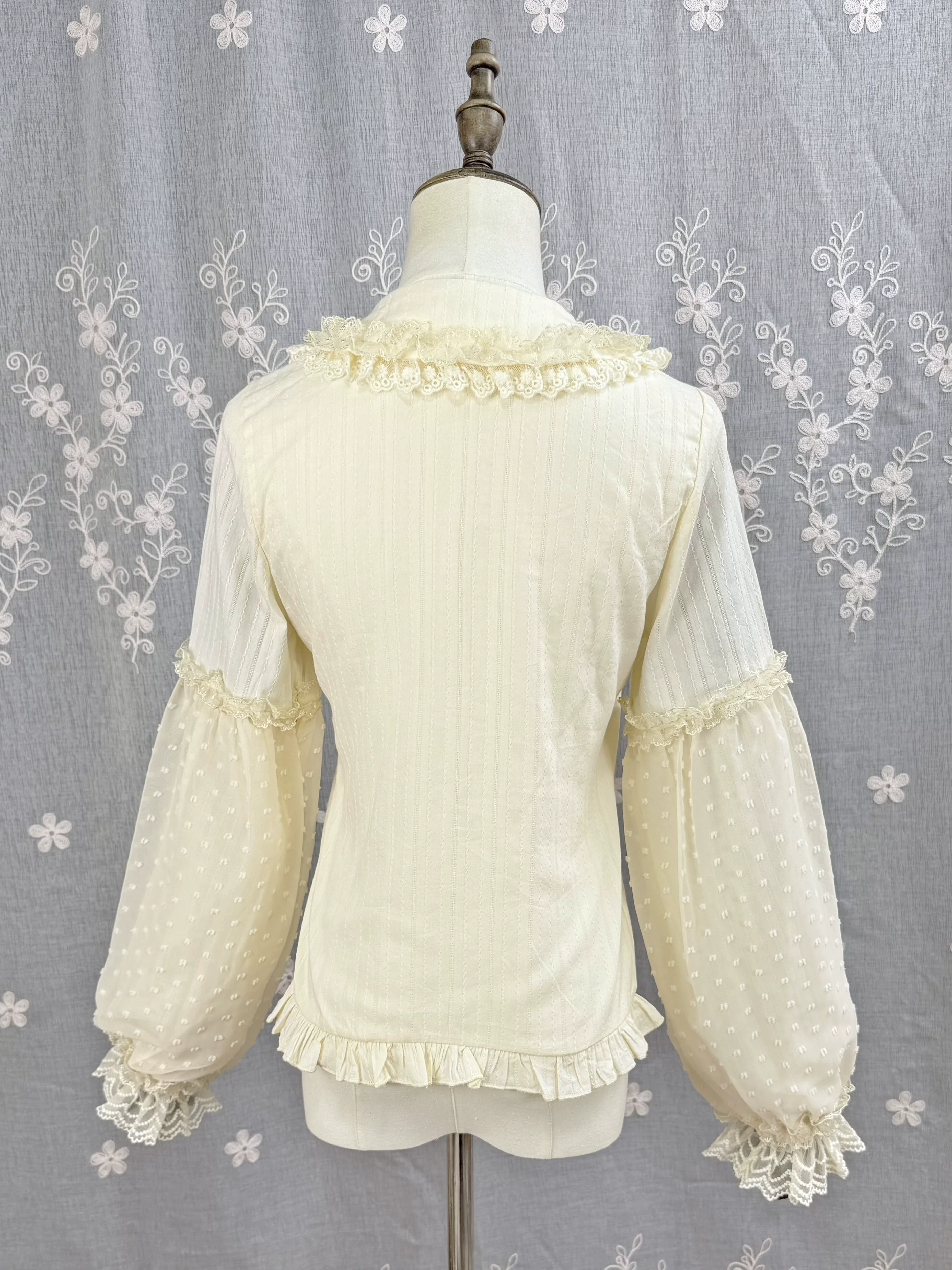Spiral Candy - Sweet Lolita Long Sleeve Cotton Shirt, Lace Accents - Image 17