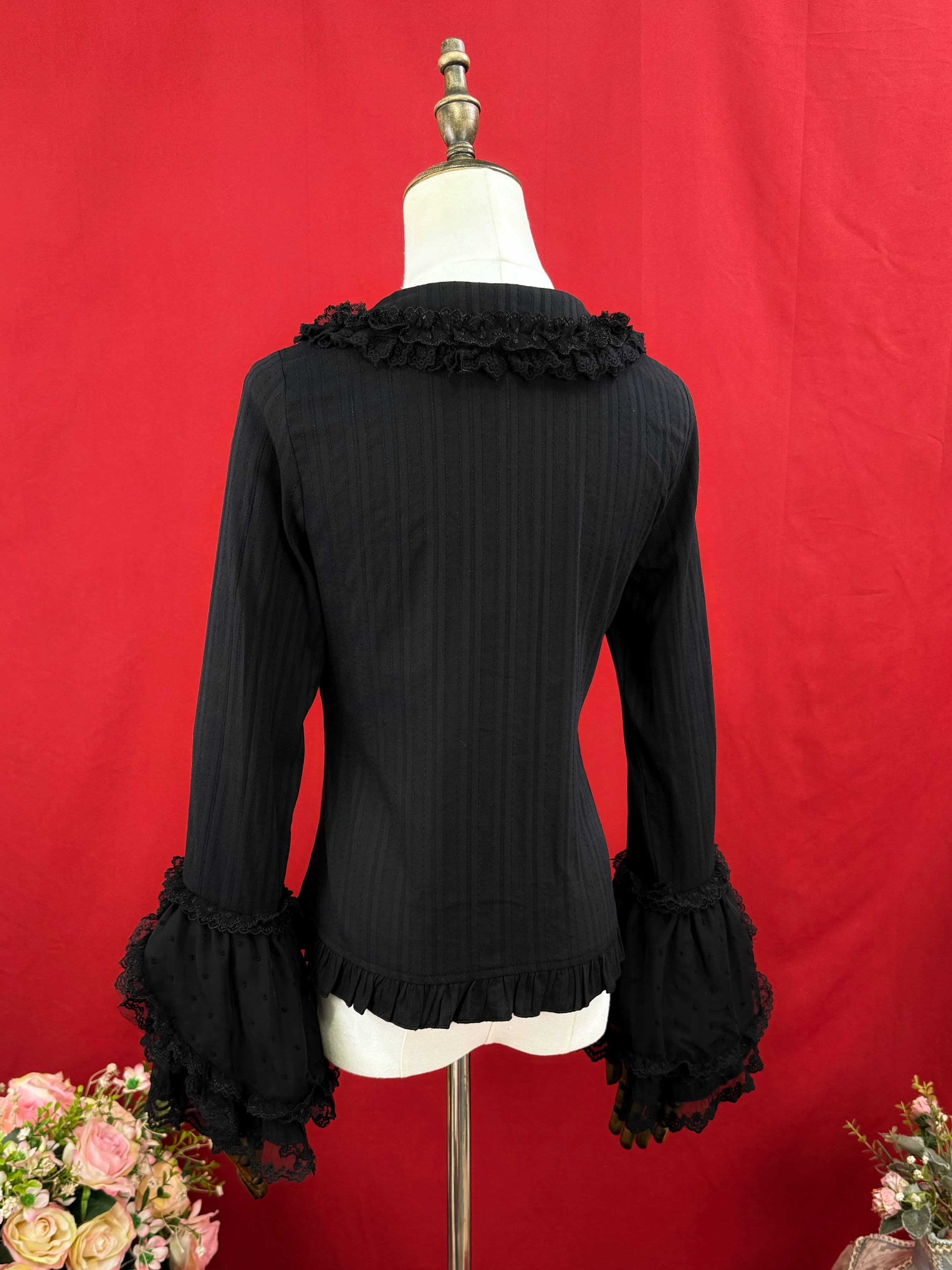 Spiral Candy - Sweet Lolita Long Sleeve Cotton Shirt, Lace Accents - Image 21